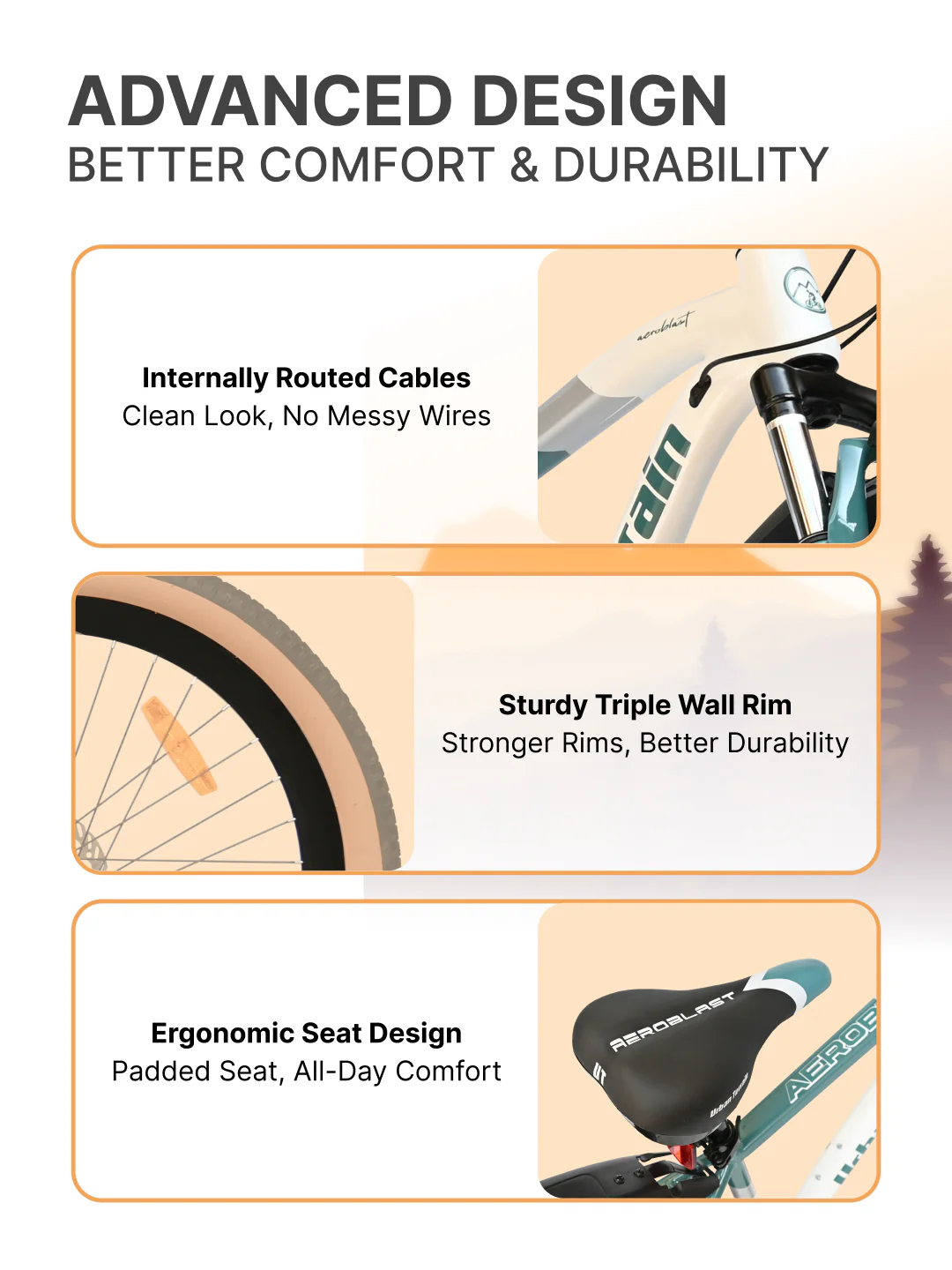 Aeroblast Mountain Bike Alloy Frame 21 Speed Cycle 27.5 inch With Front Suspension, Triple Wall Rim and Dual Disc Brakes, Ideal For 5.2 ft to 6 ft, 15+ Years, Unisex (WhiteBlue) - Image 5