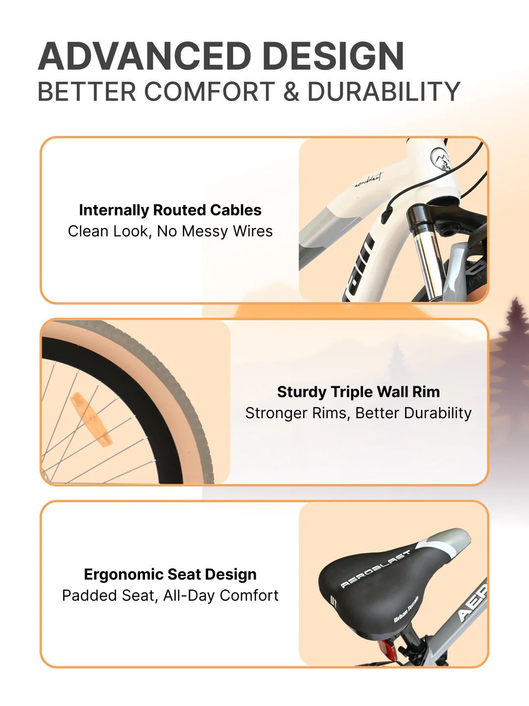 Aeroblast Mountain Bike Alloy Frame 21 Speed Cycle 29 inch With Front Suspension, Triple Wall Rim and Dual Disc Brakes, Ideal For 5.6 ft to 6 ft & above, 15+ Years, Unisex (WhiteGrey) - Image 5