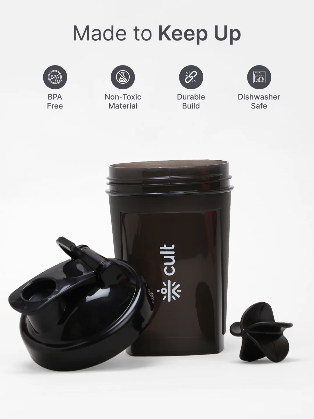 Compact 12L Gym Bag with Shoulder Strap & 500ml Shaker Bottle with Mixer Ball Black - Image 5
