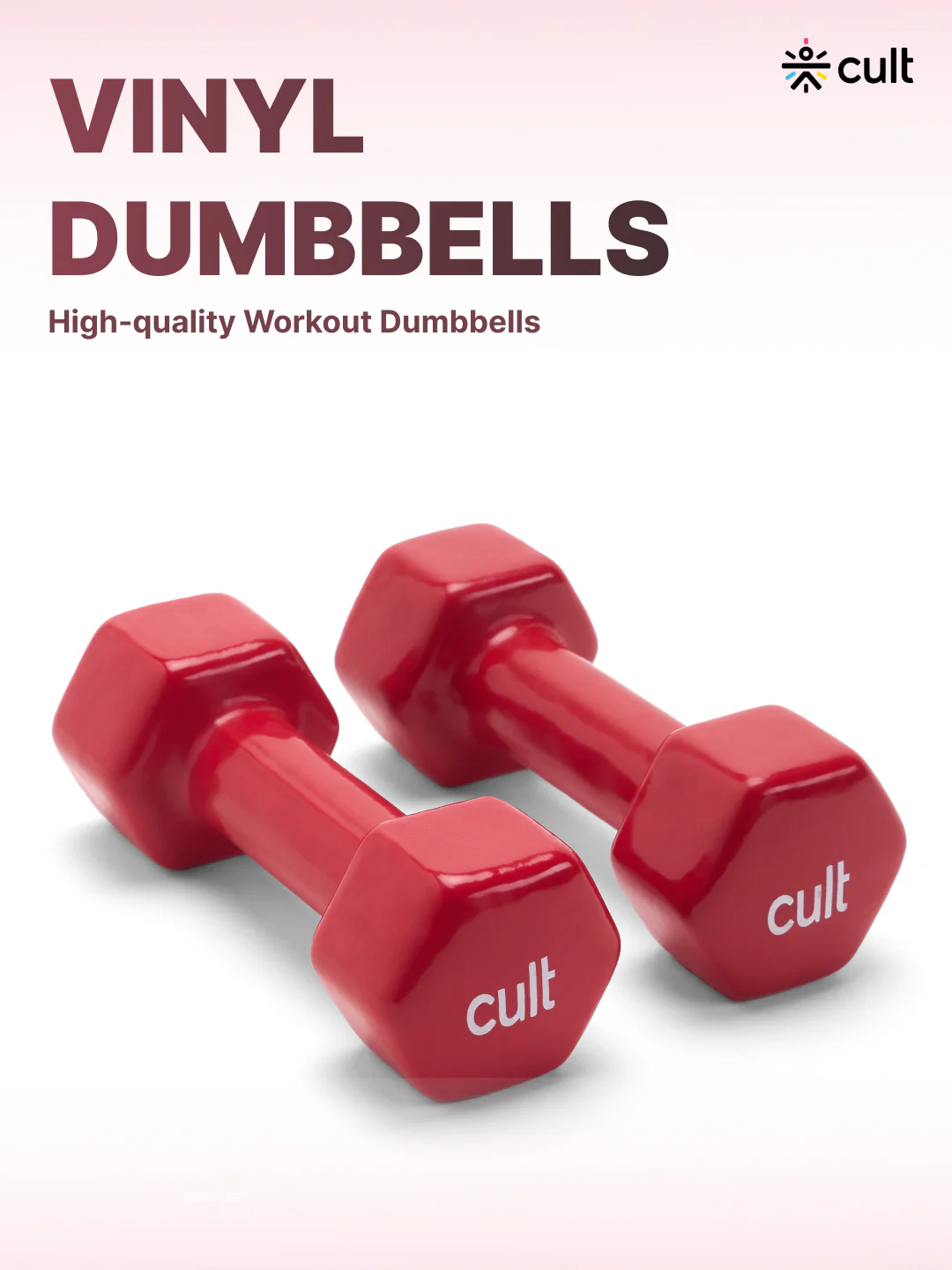 Cult 2KGx2 Vinyl Dumbbells For Home & Gym Exercises (Red) - Image 2