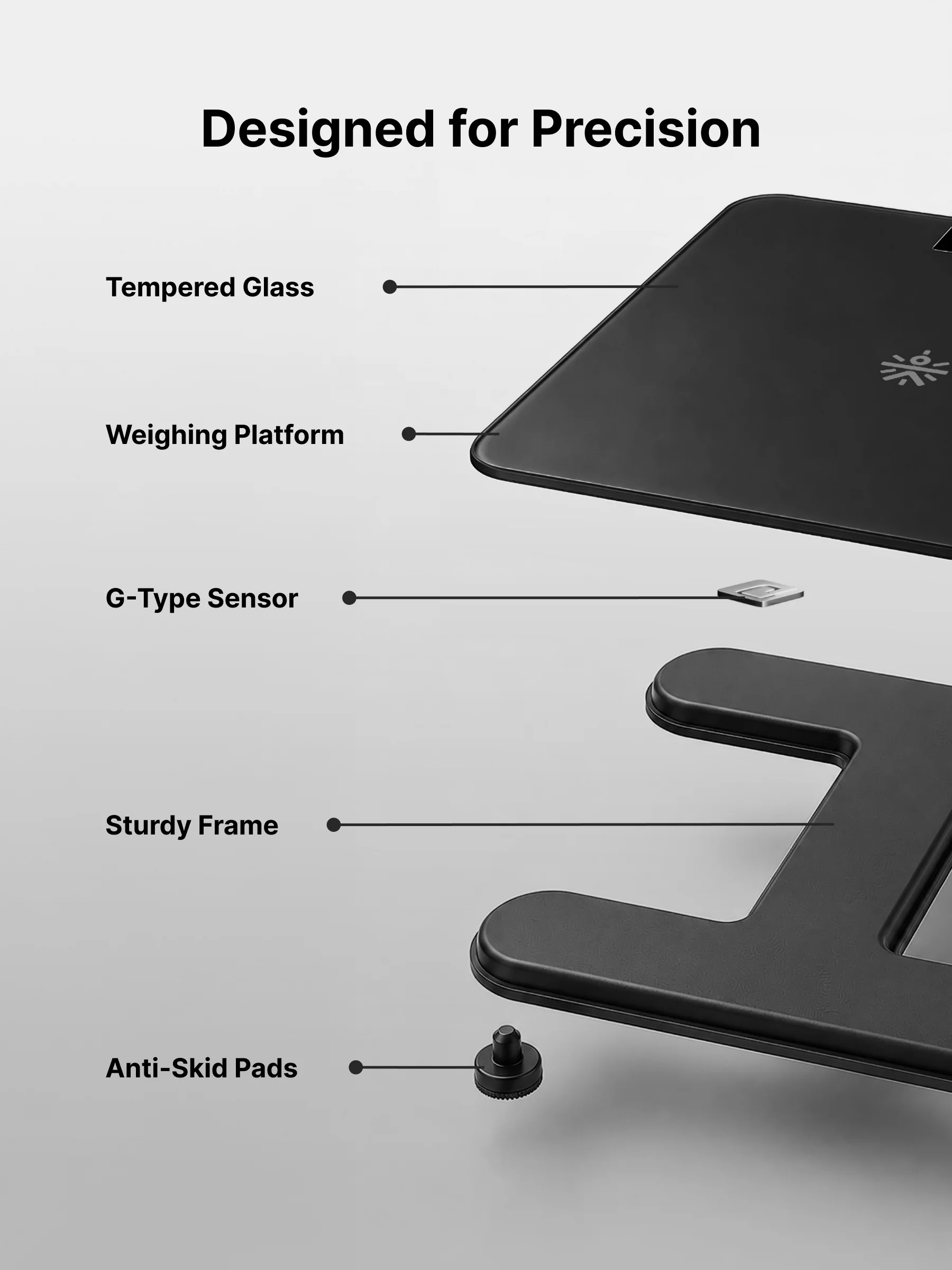 Cult Active body Weighing scale, LCD display, Weight Machine, 180 Kg, Batteries included, Tempered Glass Platform, Ideal for Home Use, Black - Image 3