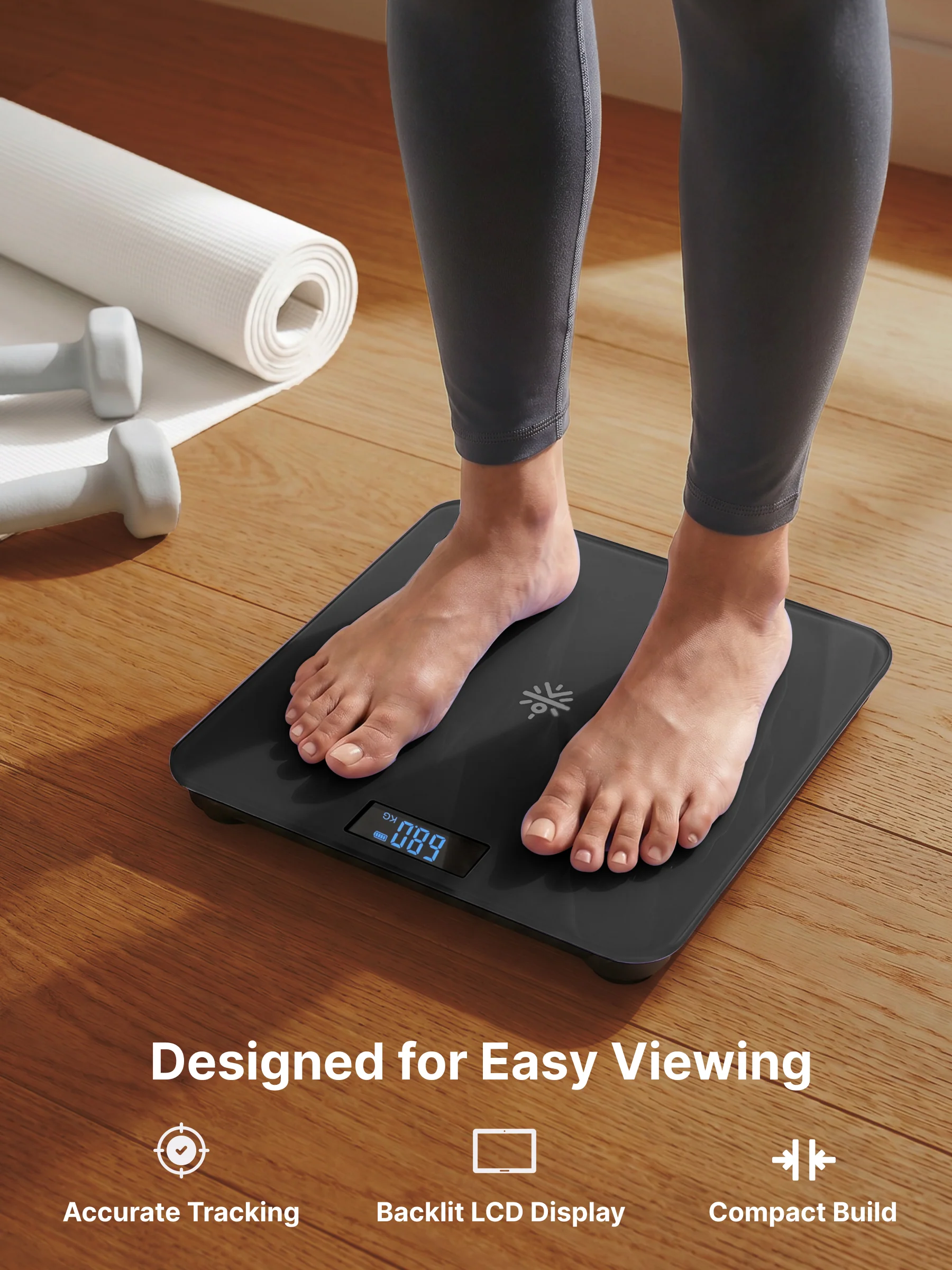 Cult Active body Weighing scale, LCD display, Weight Machine, 180 Kg, Batteries included, Tempered Glass Platform, Ideal for Home Use, Black - Image 4