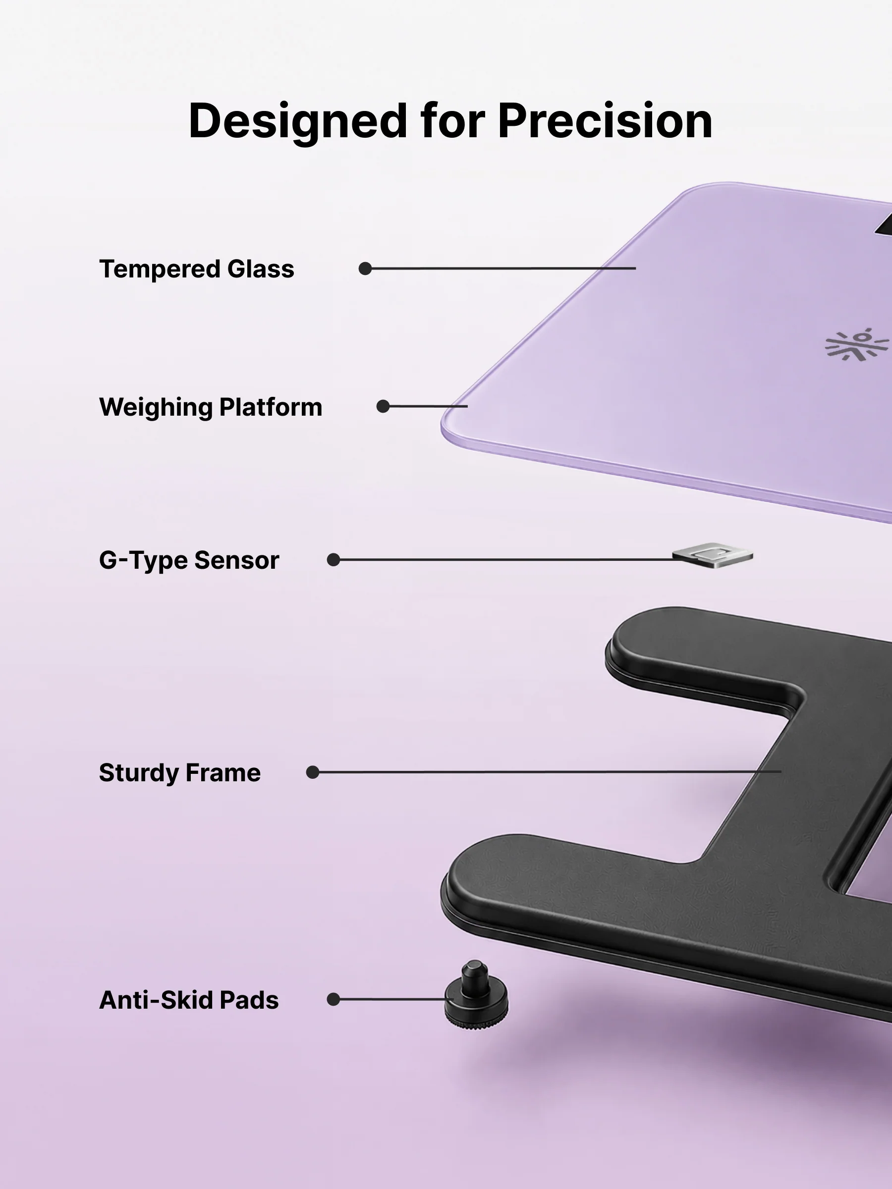 Cult Active body Weighing scale, LCD display, Weight Machine, 180 Kg, Batteries included, Tempered Glass Platform, Ideal for Home Use, Pink - Image 3