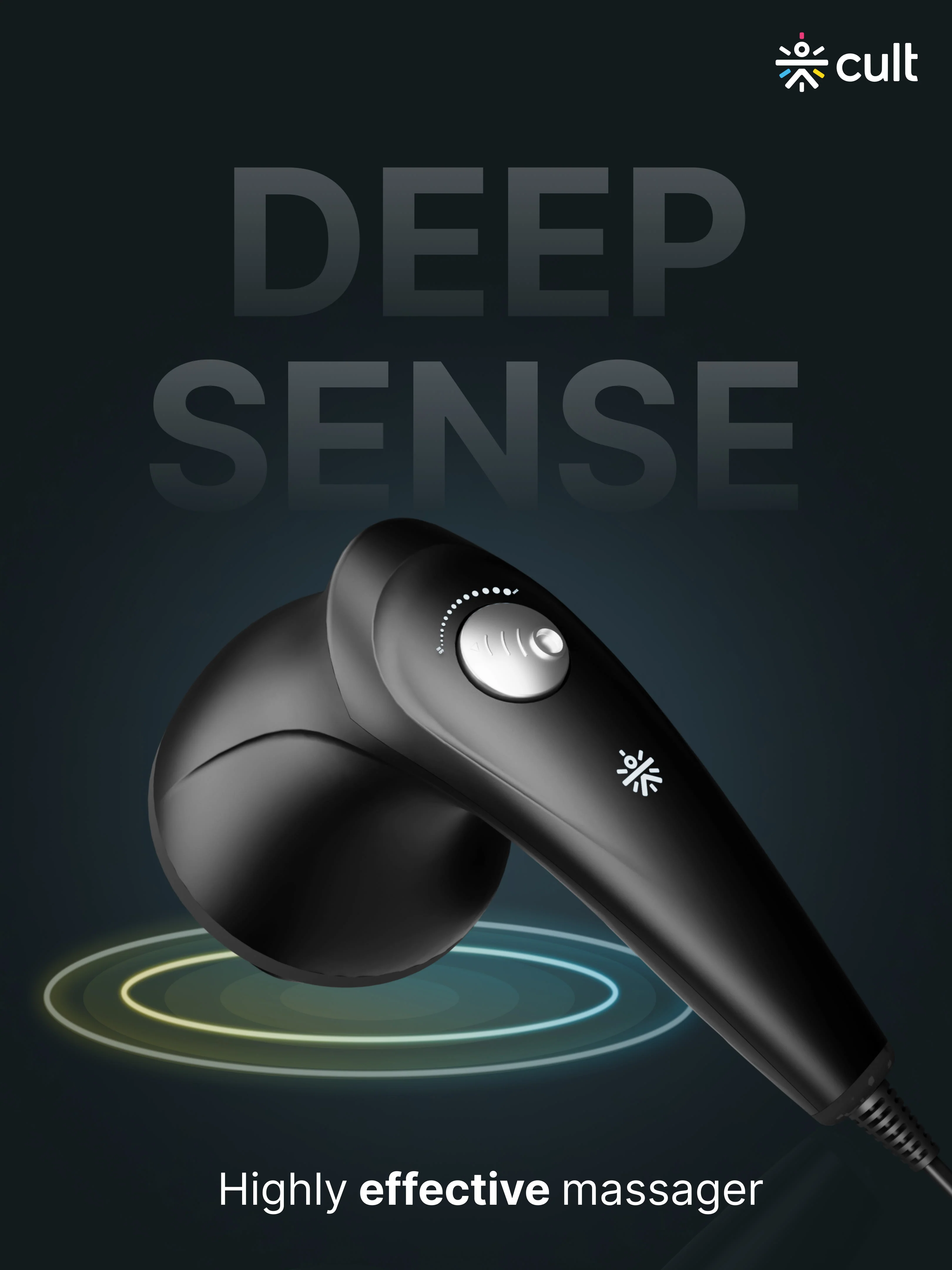 Cult Deep Sense Corded Electric Hammer Full Body Massager with 4 Interchangeable Heads +1 Protective Mesh Cover and Adjustable Speed Settings for Pain Relief and Relaxation. - Image 2