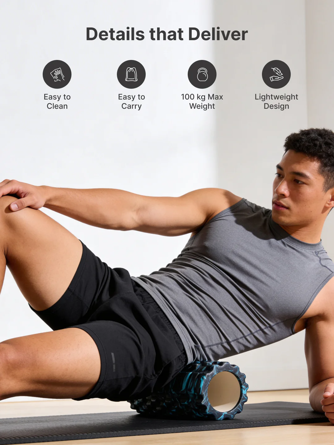 cult Foam Roller Marble Blue - Muscle Recovery & Deep Tissue Massage - Image 3