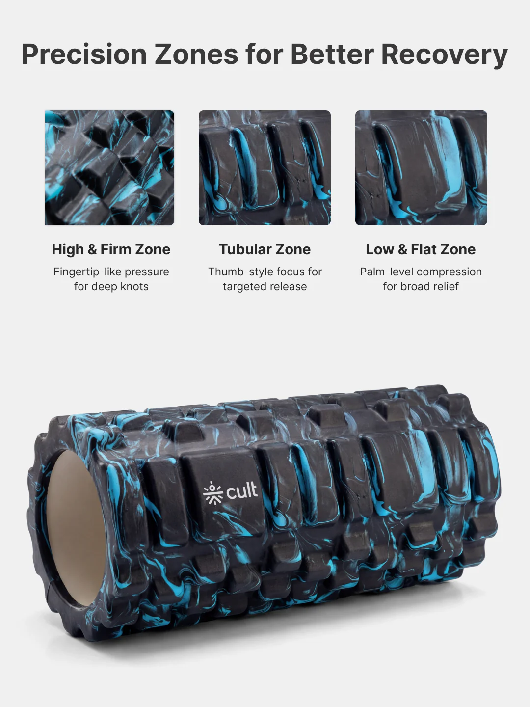 cult Foam Roller Marble Blue - Muscle Recovery & Deep Tissue Massage - Image 5
