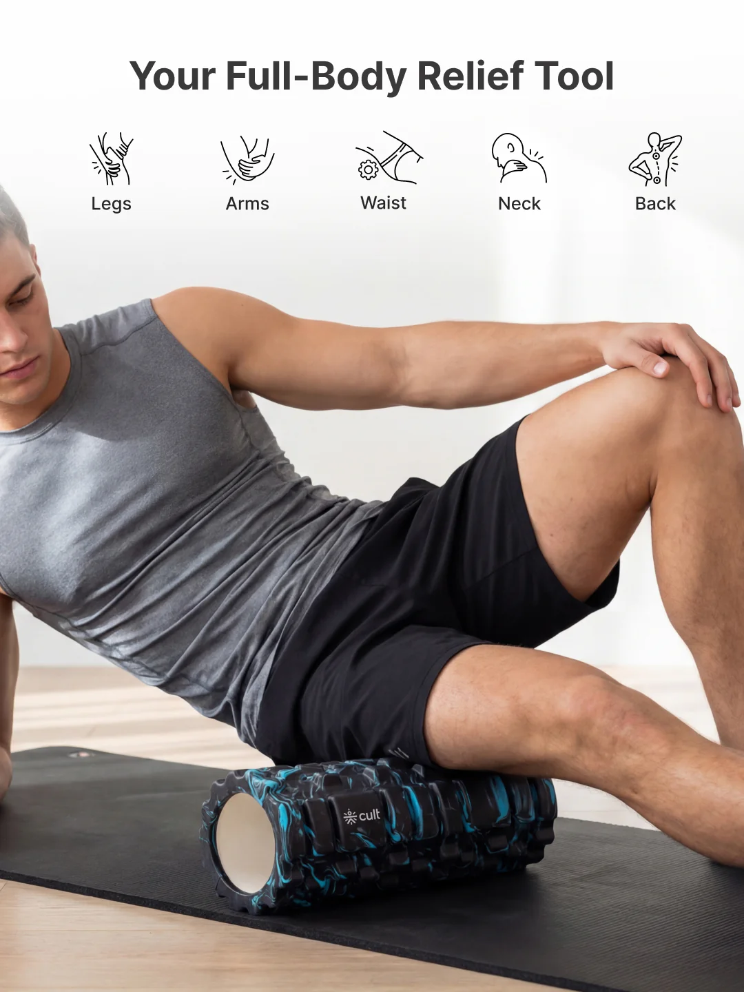 cult Foam Roller Marble Blue - Muscle Recovery & Deep Tissue Massage - Image 6
