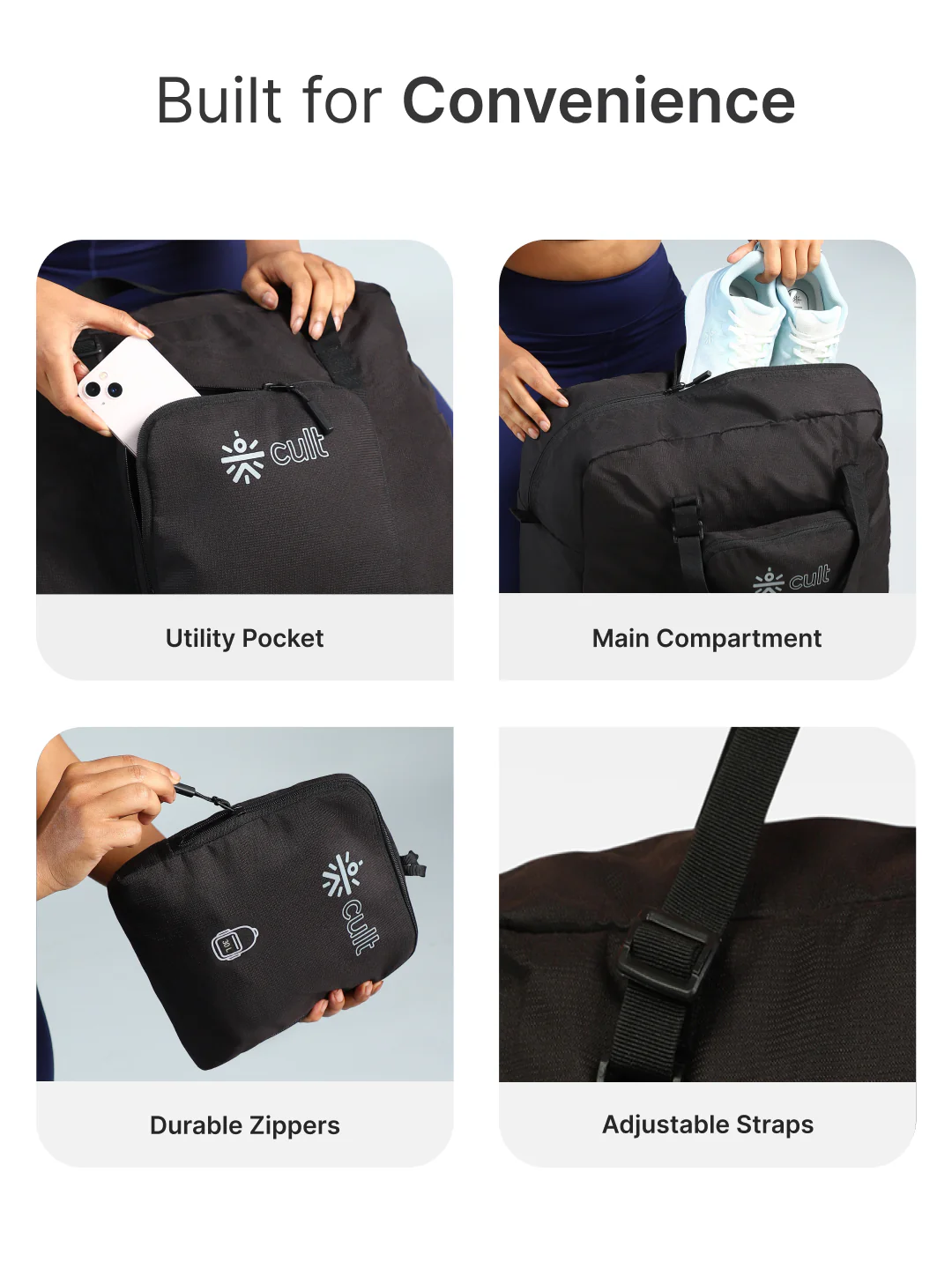 cult Foldable Duffle Bag 30L Black - Image 4