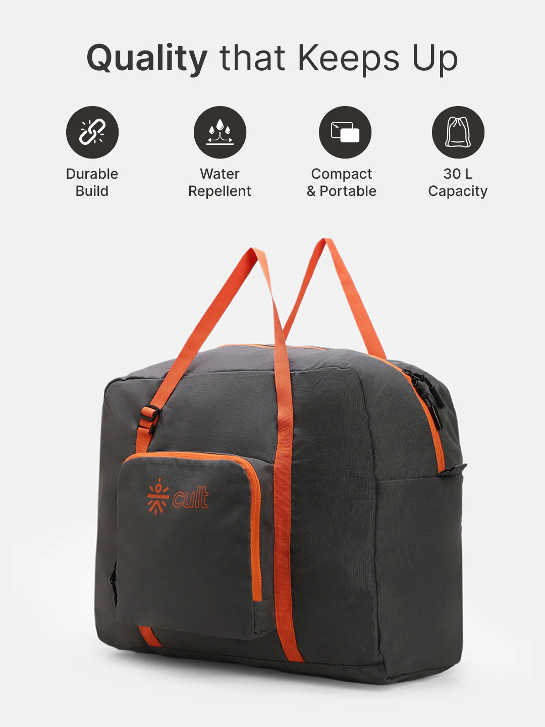 cult Foldable Duffle Bag 30L Grey - Image 3