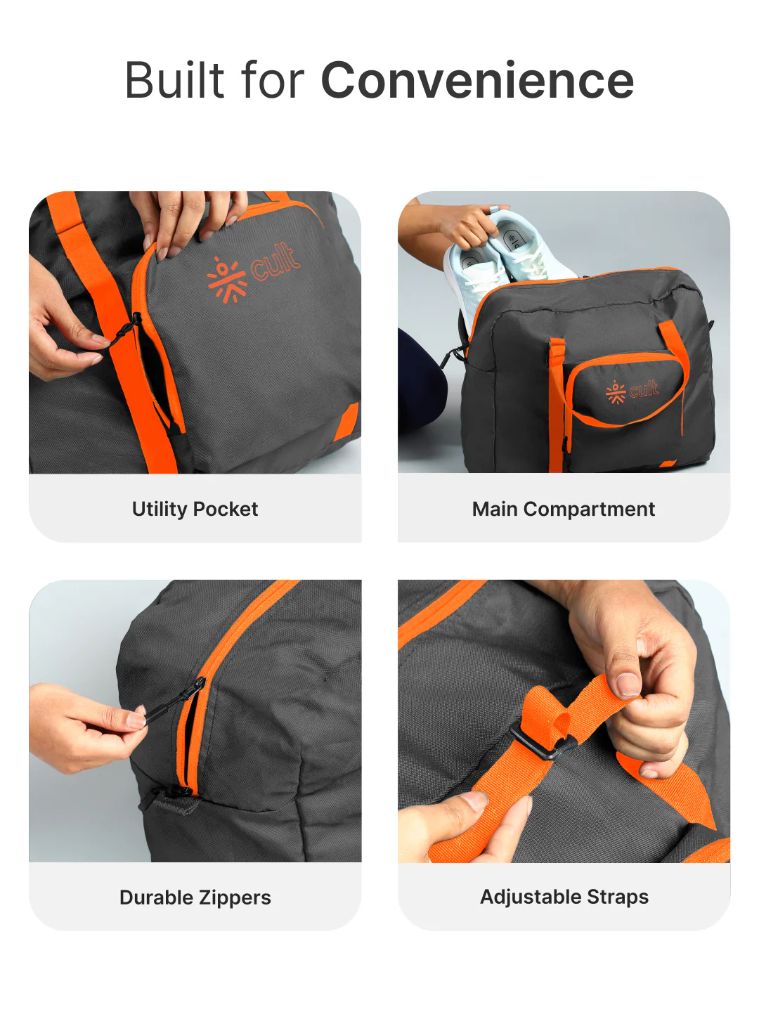 cult Foldable Duffle Bag 30L Grey - Image 4