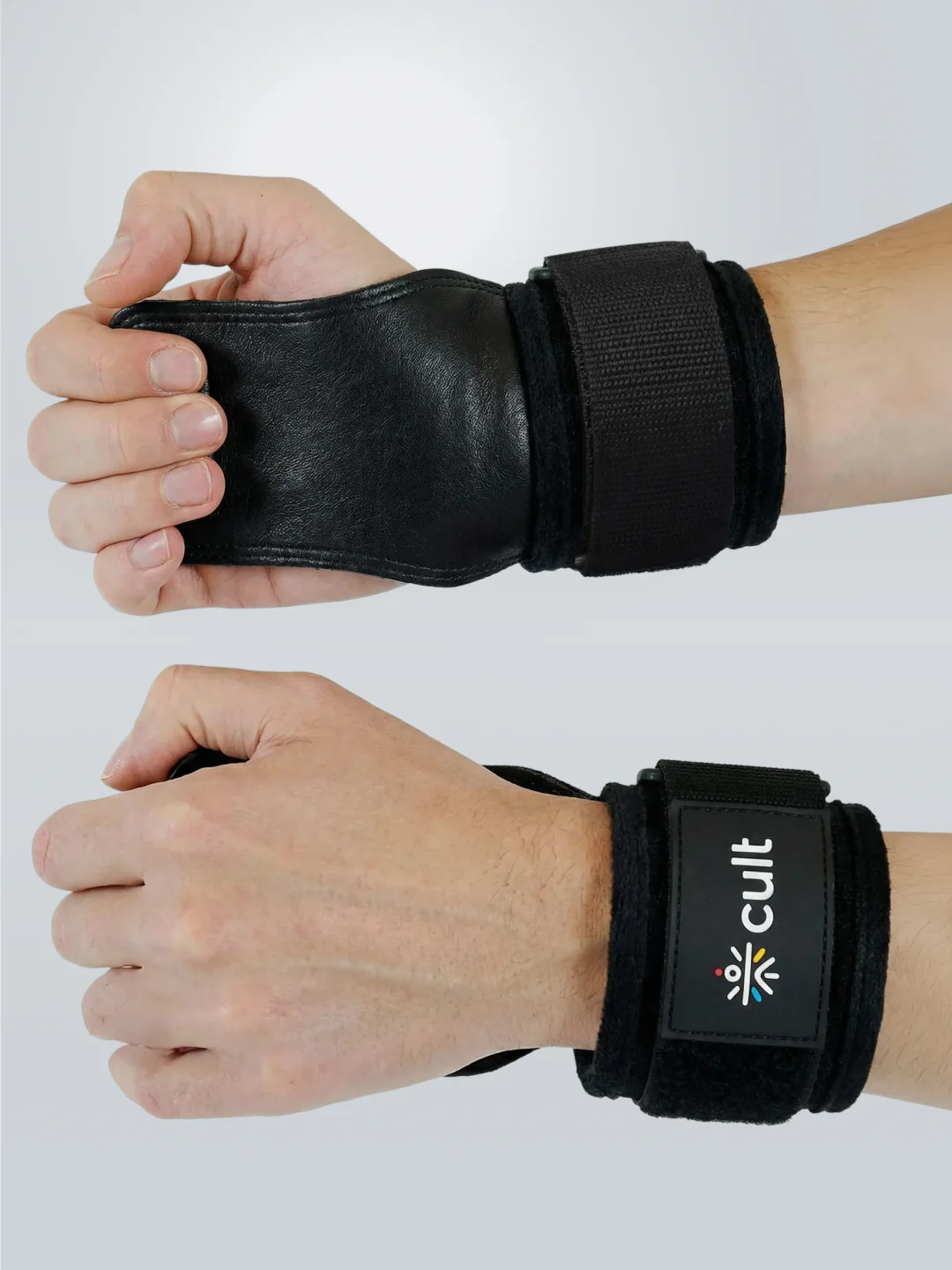 Cult Folding Open Half Finger Gym Gloves with Leather Grip Breathable Mesh, Sweat-Free Comfort for Training & Weightlifting OneSize