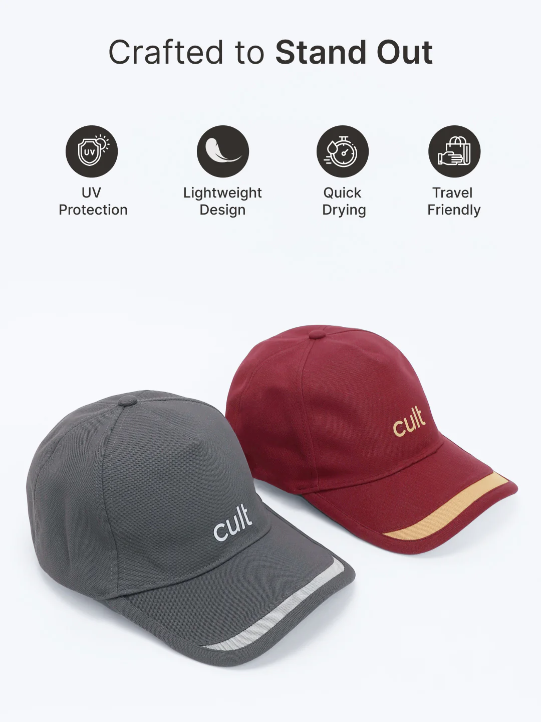cult Front Pop Cap Charcoal with Grey- Unisex Adjustable Cap for Men & Women - Image 3