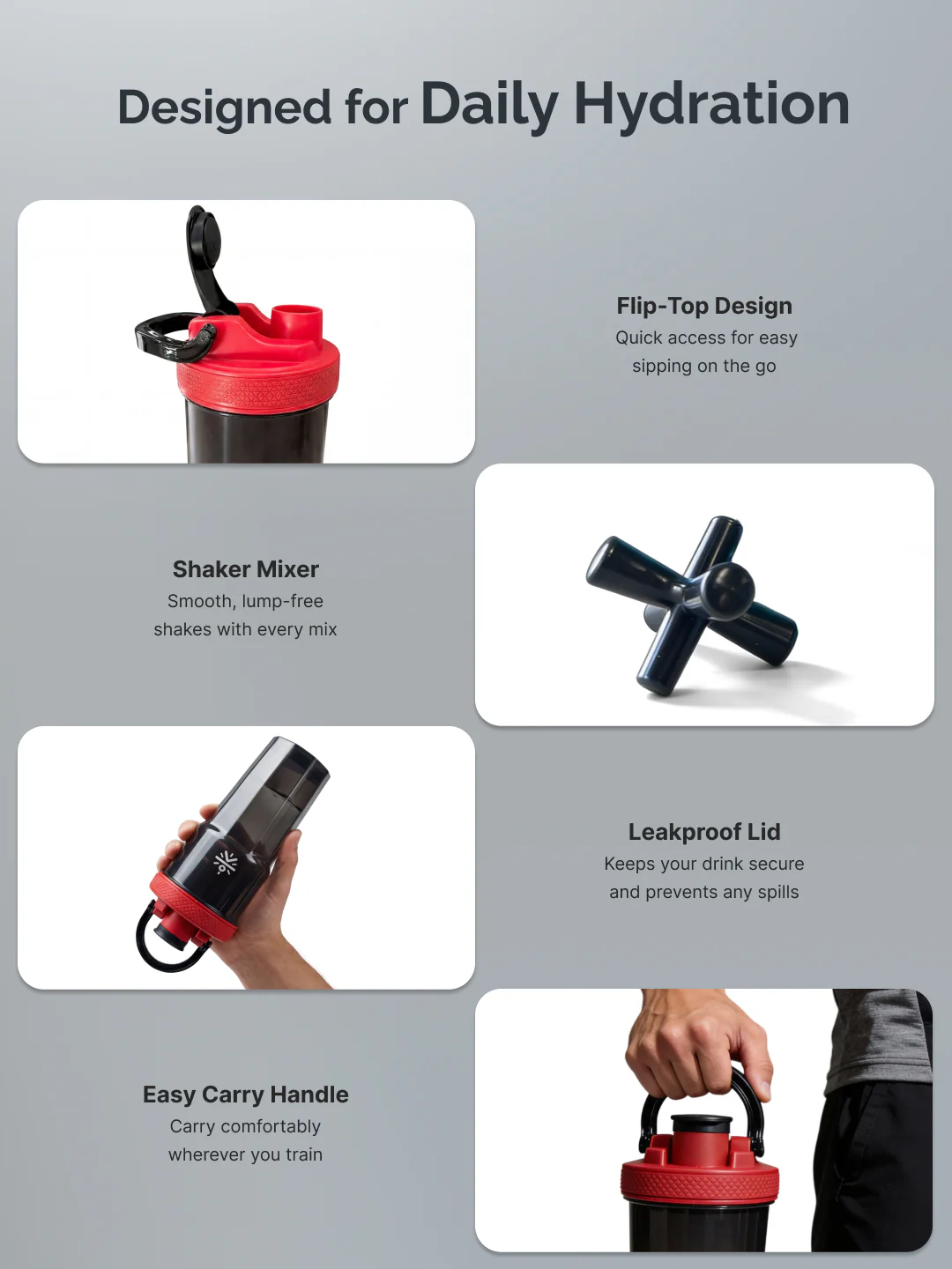 CULT FrostBlend Pro Shaker Bottle 600 ml, Premium Leak-Proof Multipurpose Shaker for Workout & Daily Use Black - Image 3