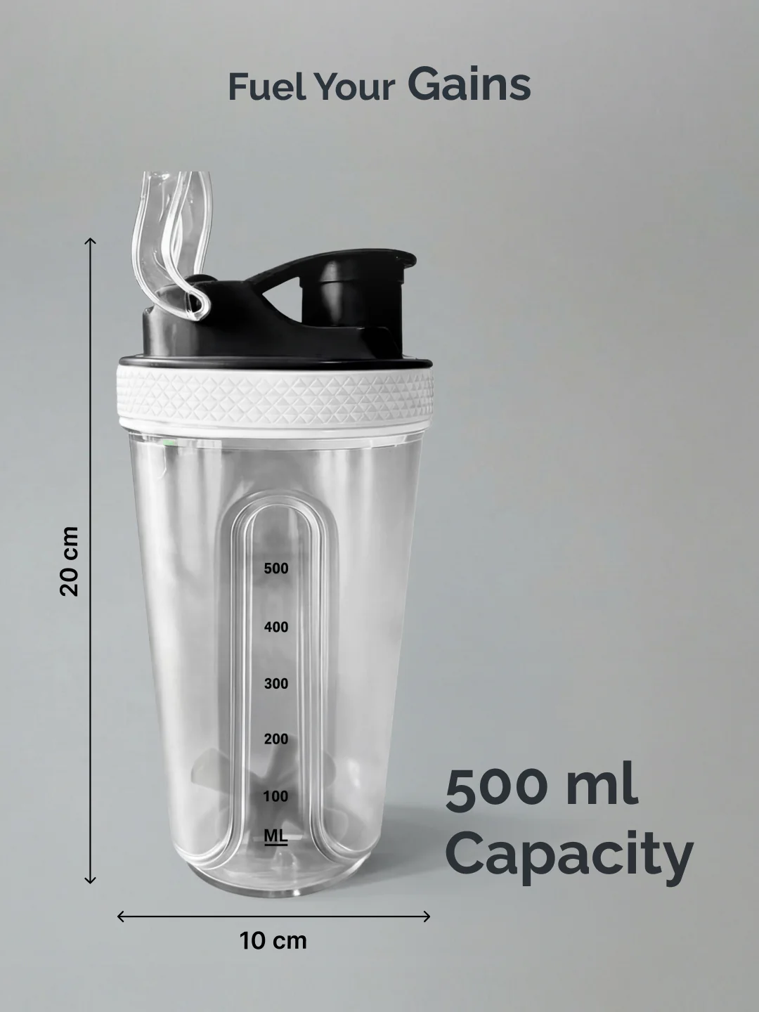 CULT FrostBlend Shaker Bottle 500 ml, Leak-Proof Multipurpose Shaker for Protein, Gym & Fitness Frosted White - Image 5