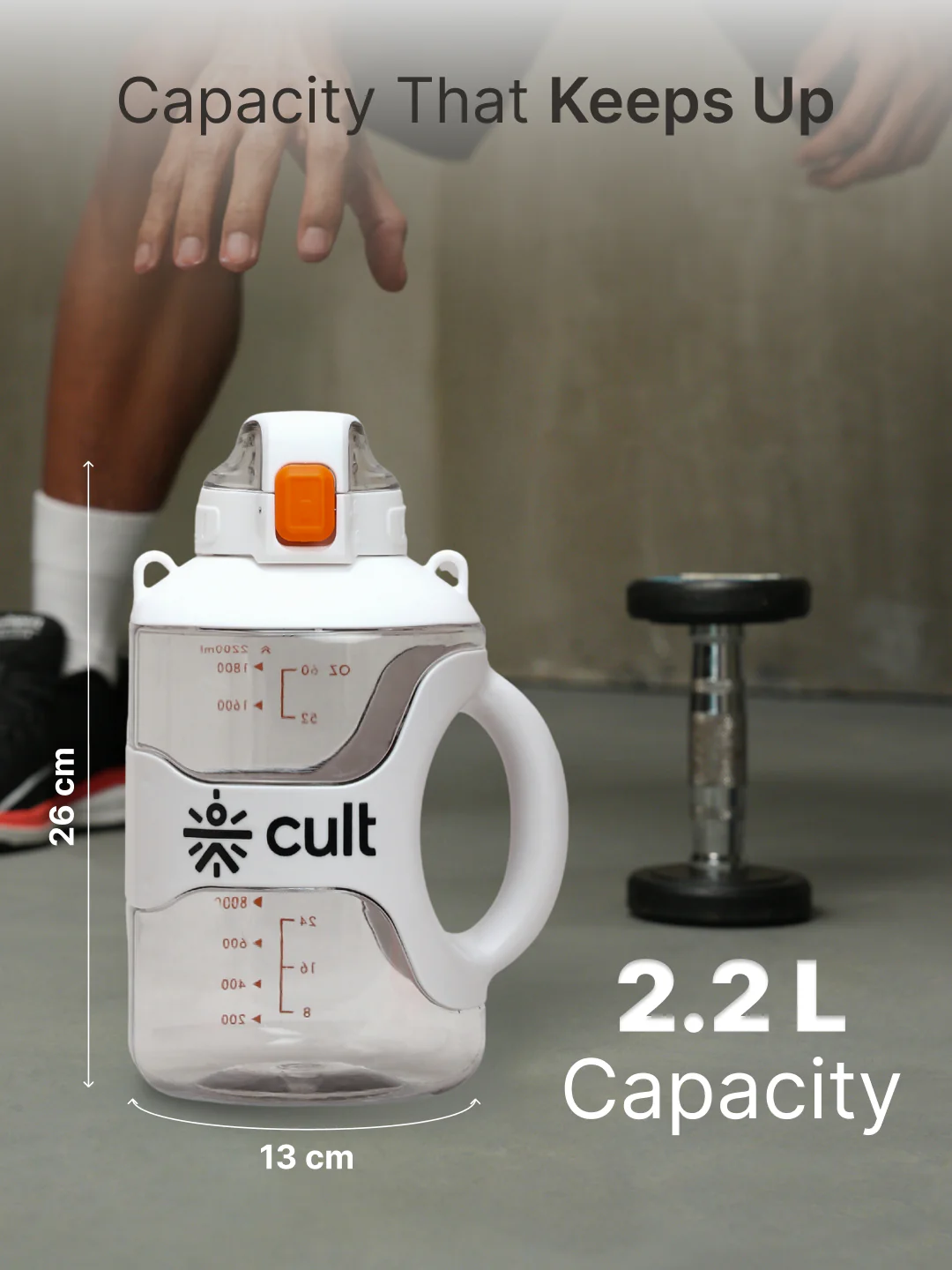 cult Gallon Bottle 2.2L Unisex White - Image 4