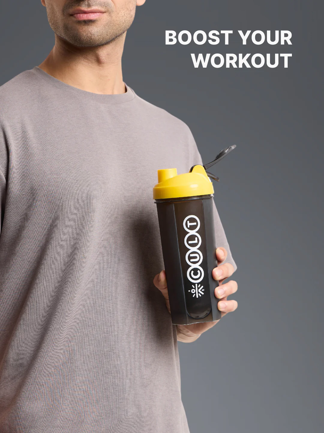 cult Gym Shaker Bottle 700ml Shaker Bottle For Protein Shake Leakproof Protein Shaker Sipper Bottle Ideal For Protein, Pre Workout And Gym Shaker Bottle for Men & Women Black Yellow - Image 2