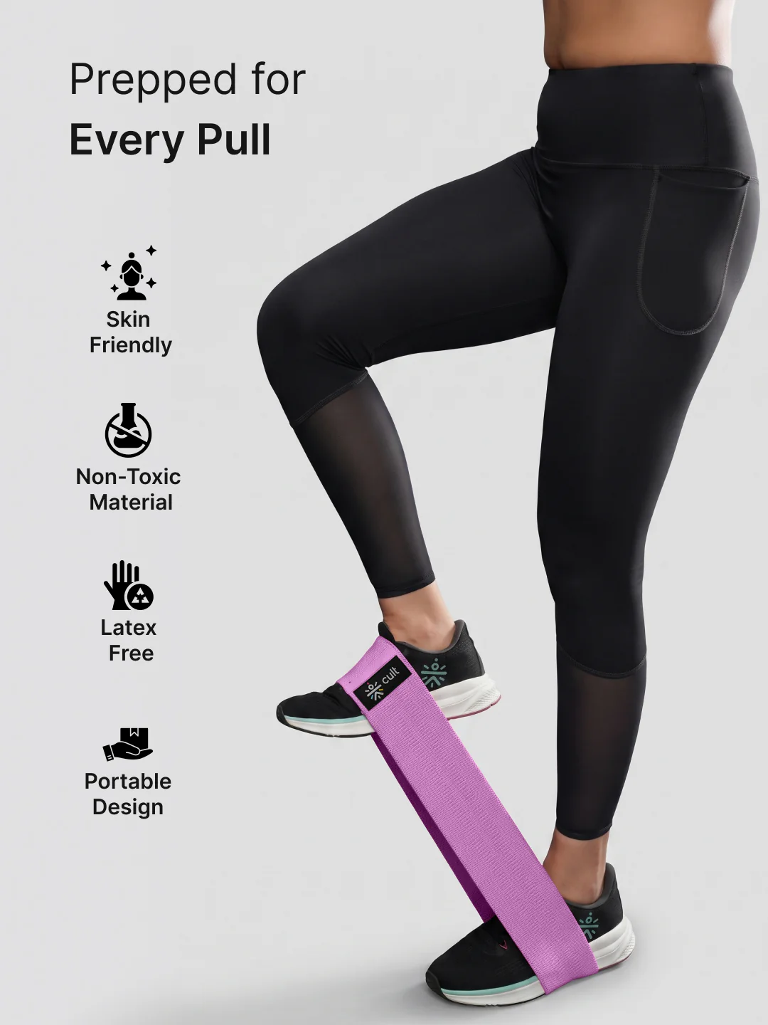 Cult Hip Band Pack of 1 - Workout Band | High Resistance (40–50 kg) Purple - Image 3
