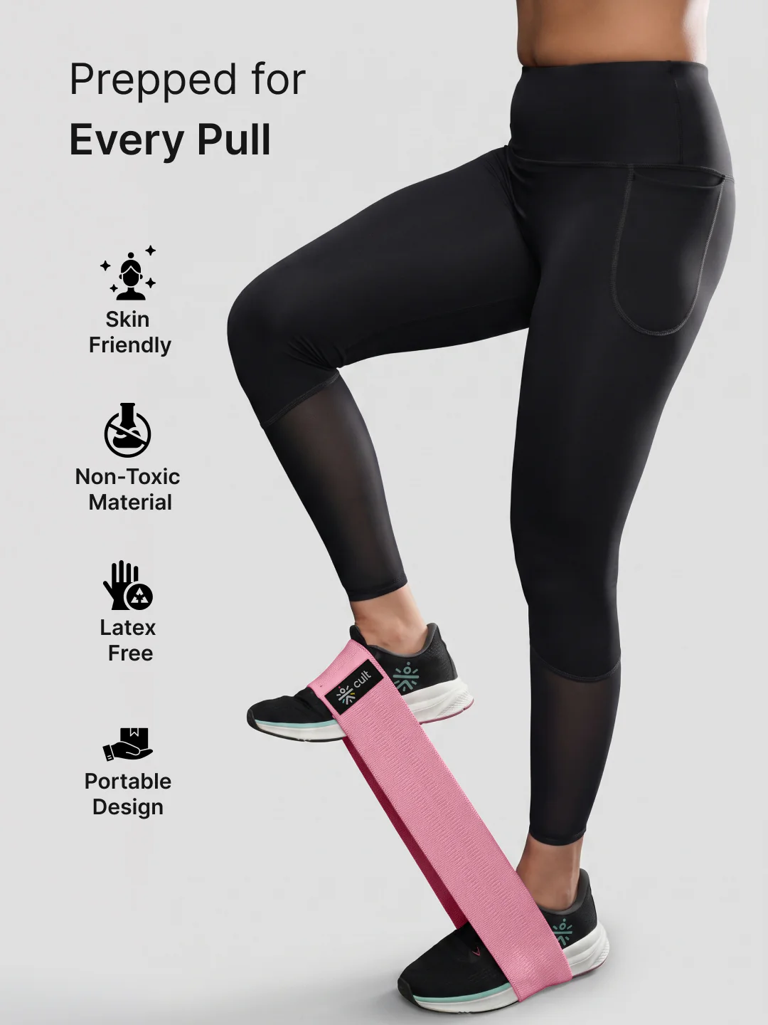 Cult Hip Band Pack of 1 - Workout Band | Light Resistance (14–25 kg) Pink - Image 3