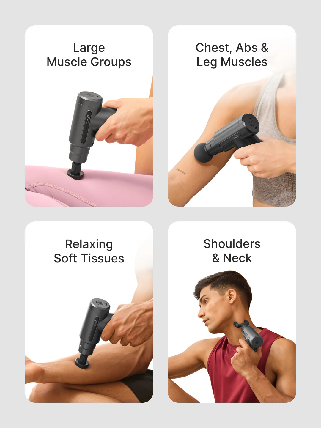 Cult Impact, Full Body Professional Gun Massager, Upto 3 Hour Battery, QuietMotion Tech, Deep Tissue Percussions, 4 Interchangeable heads, 6 Speed levels, Silicone head. - Image 4