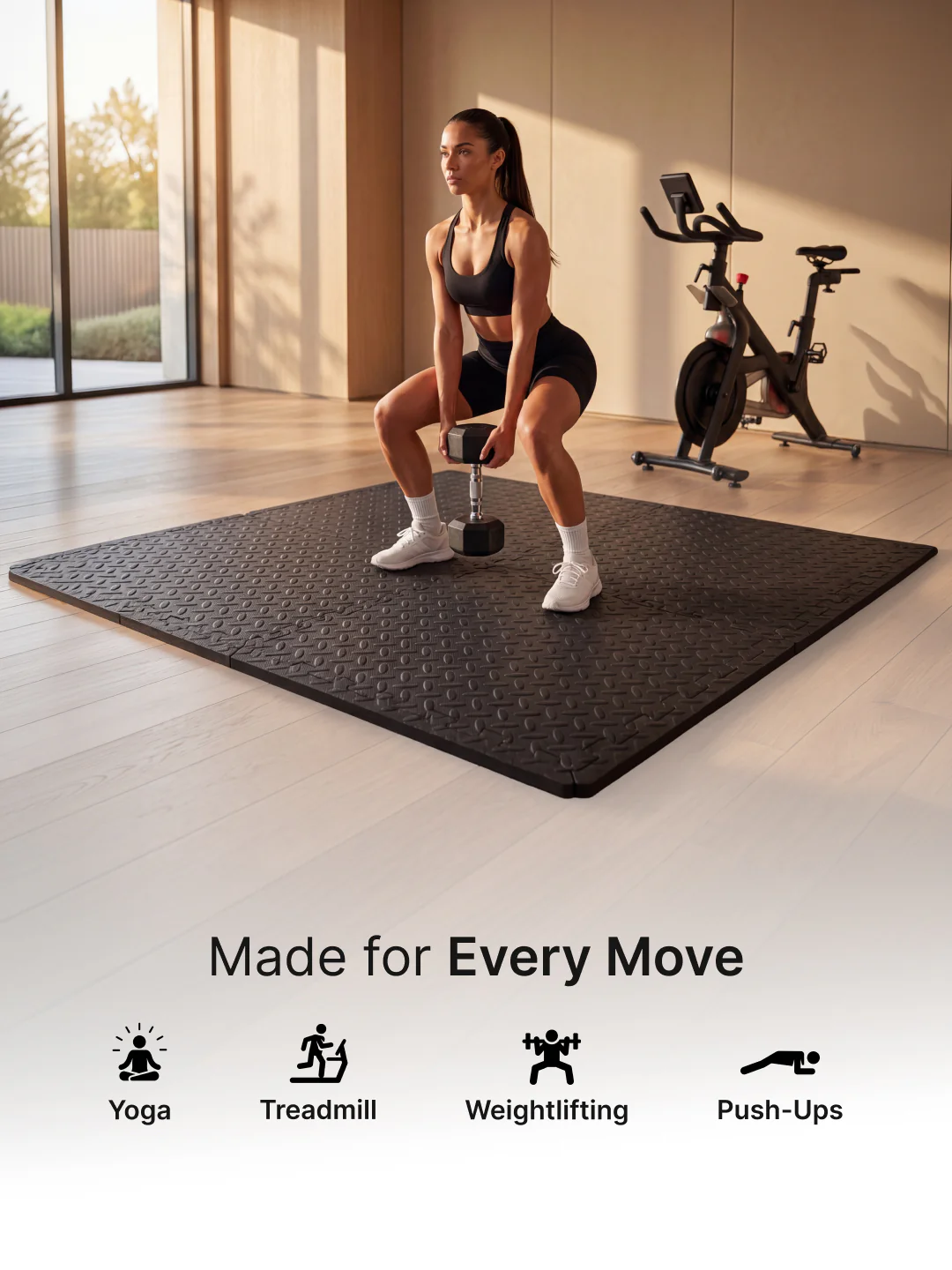 cult Interlocking Workout Mat Tiles Shock-Absorbing, Anti-Slip, Protective Gym Flooring for Home & Fitness Equipment Cushioned, Water-Resistant, Easy to Assemble Black - Image 6