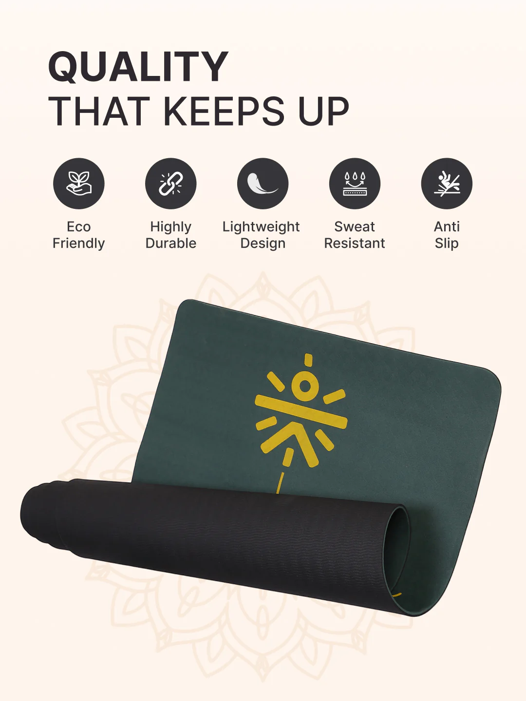 cult Mindful Movement Yoga Kit - Yoga Mat TPE 6mm Green Alignment ,Yoga Block Green Pair of 2 & Yoga Belt Black - Image 3
