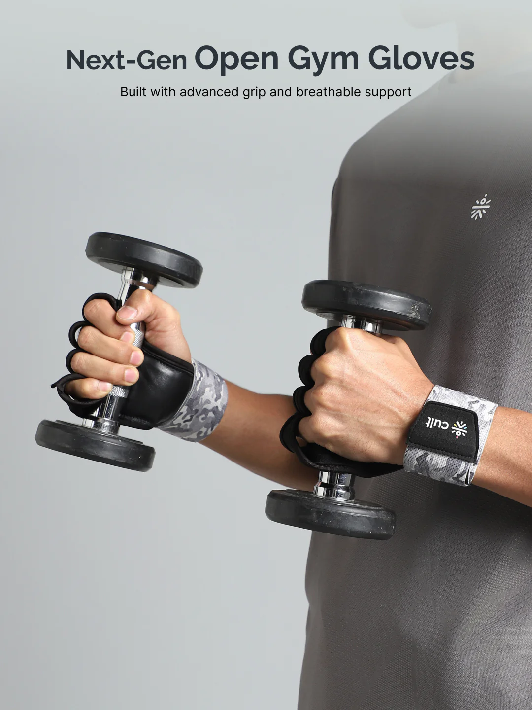 Cult Open Half Finger Gym Gloves with Leather Grip Breathable Mesh, Sweat-Free Comfort for Training & Weightlifting - Image 5