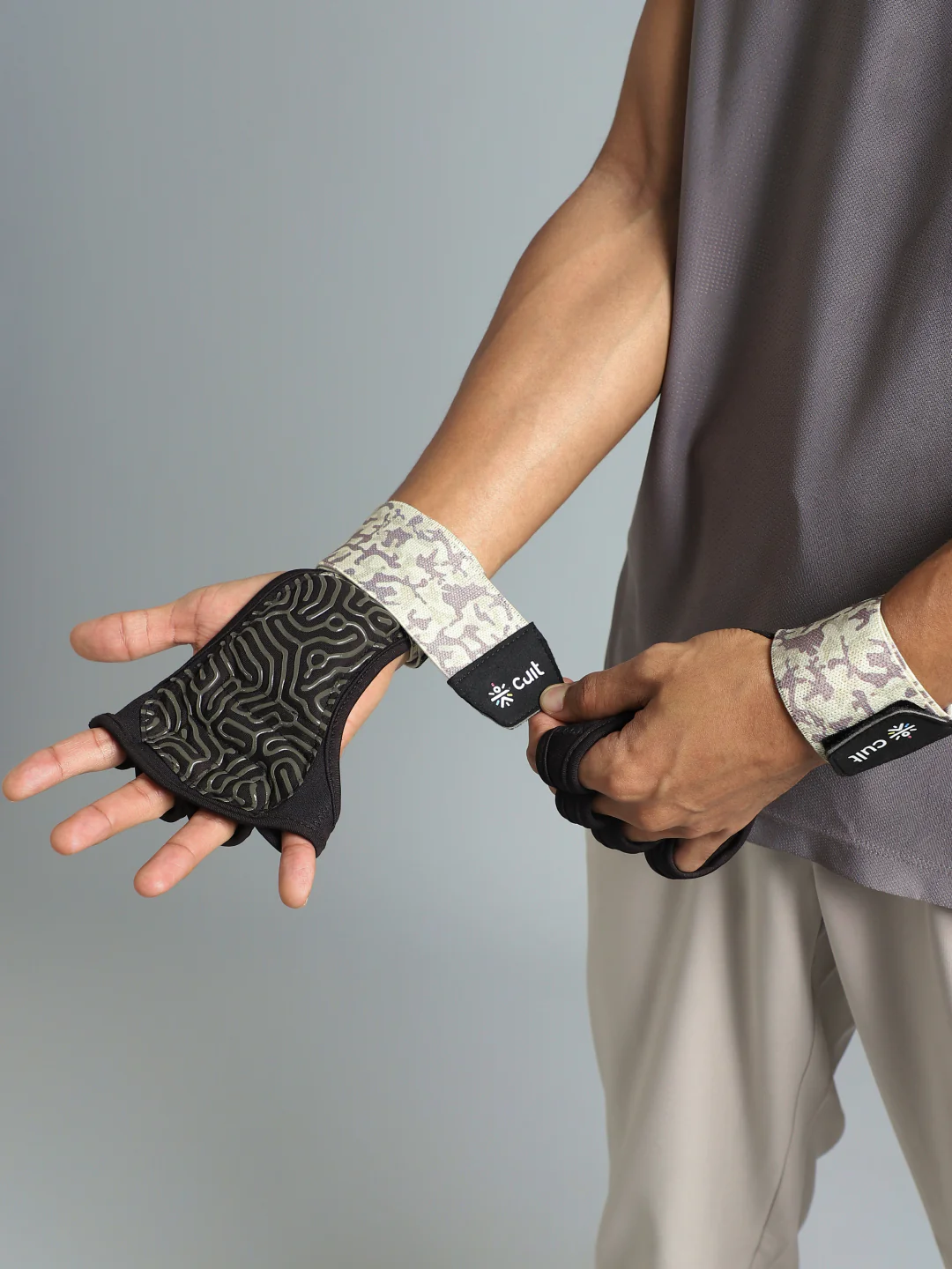 Cult Open Half Finger Gym Gloves with Silicone Grip  Breathable Mesh, Sweat-Free Comfort for Training & Weightlifting