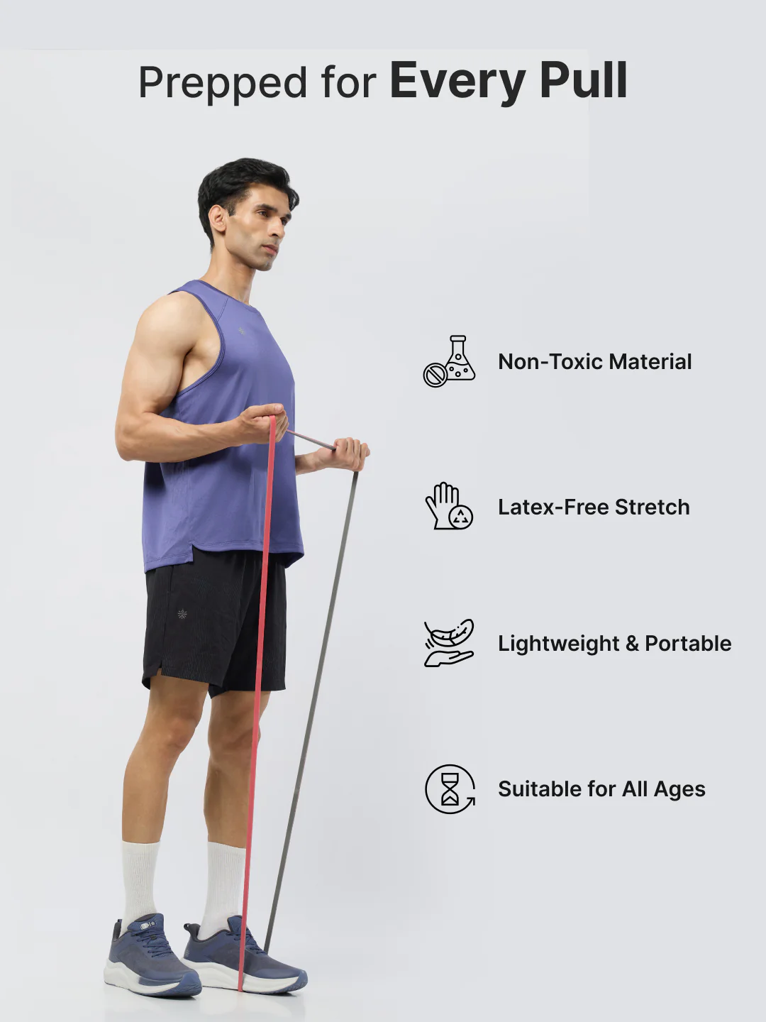 cult Resistance Band(7-15kgs Resistance) for Men & Women Red Grey - Image 3