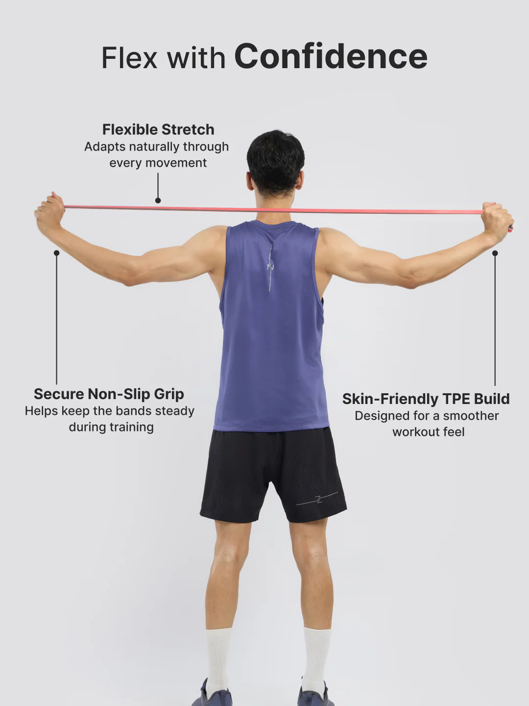 cult Resistance Band(7-15kgs Resistance) for Men & Women Red Grey - Image 4