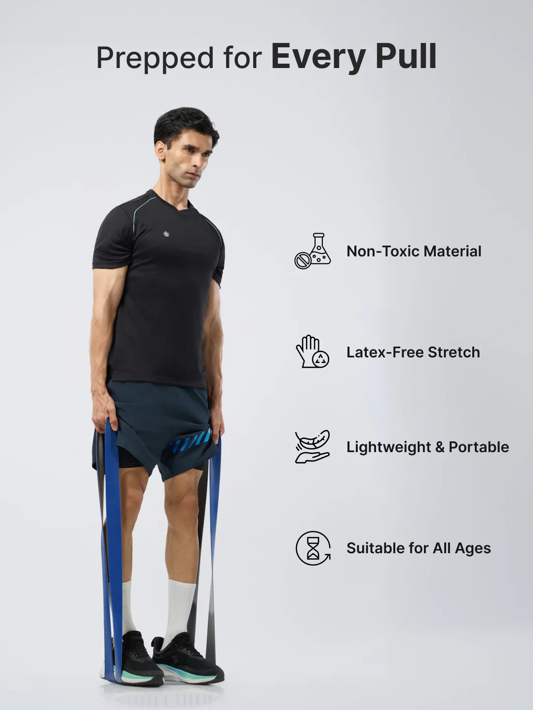 cult Resistance Band(30-80kgs Resistance) for Men & Women Blue Grey - Image 3