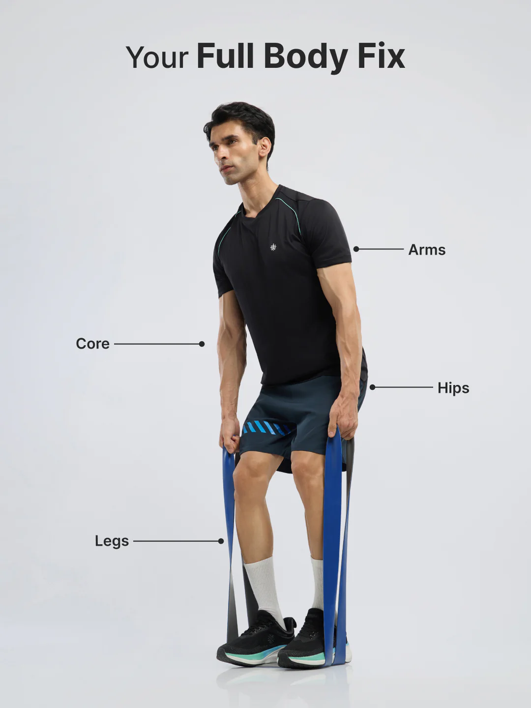 cult Resistance Band(30-80kgs Resistance) for Men & Women Blue Grey - Image 6