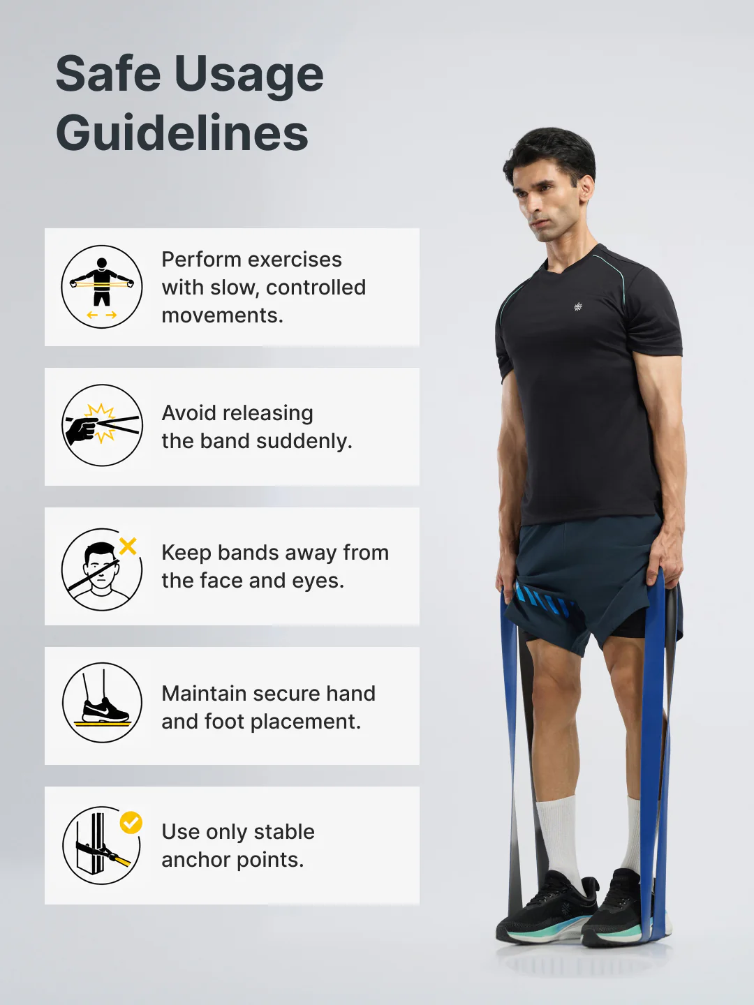 cult Resistance Band(30-80kgs Resistance) for Men & Women Blue Grey - Image 7