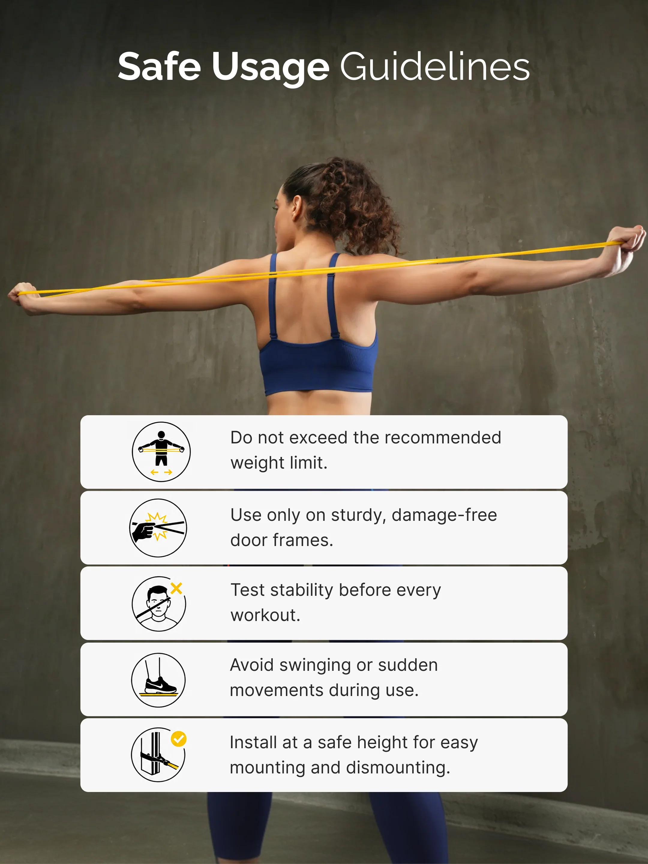 cult Resistance Band for Stretching, Pull Ups, Home Exercise Gym Workout Stretch for Men & Women Yellow 3-7kg Resistances - Image 7