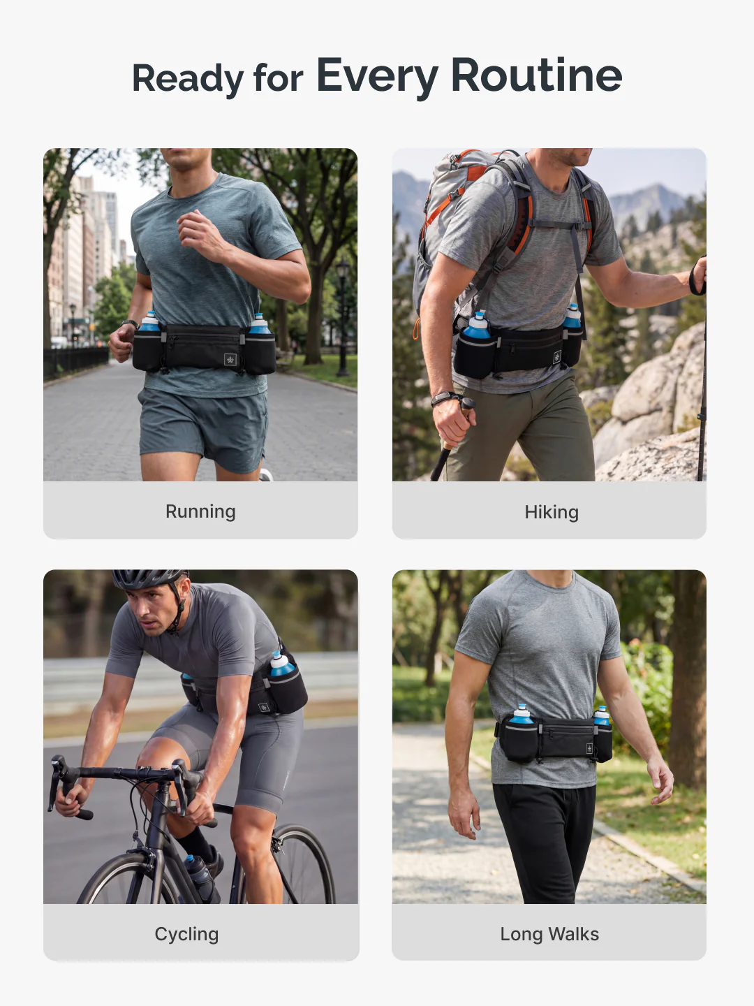 Cult Running Hydration Waist Bag with Dual 300 ml Water Bottle with Holders, Phone Pocket & Adjustable Belt - Image 7