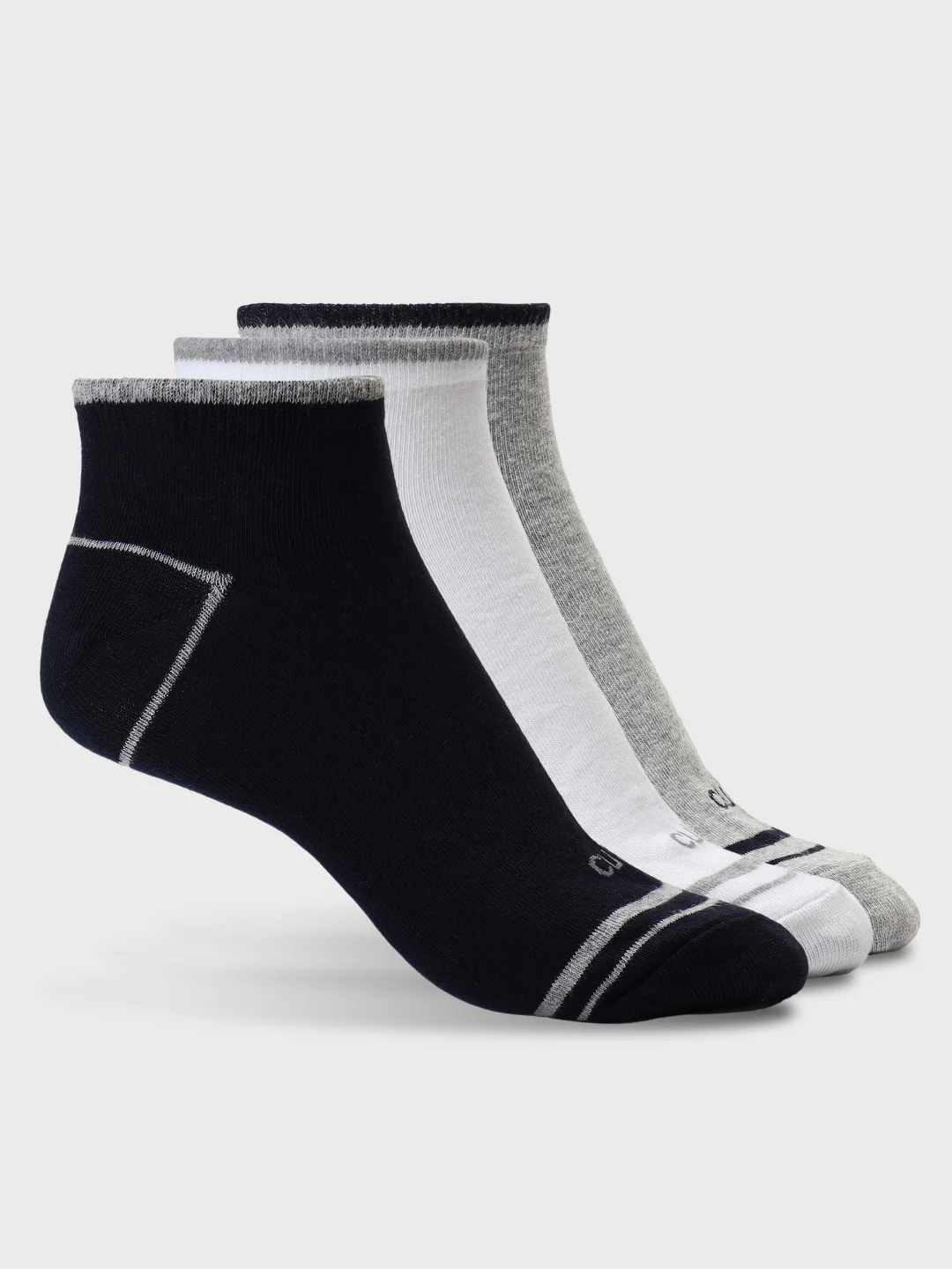 Casual Ankle Length Cotton Pack of 3 Black,White & Grey Socks Men