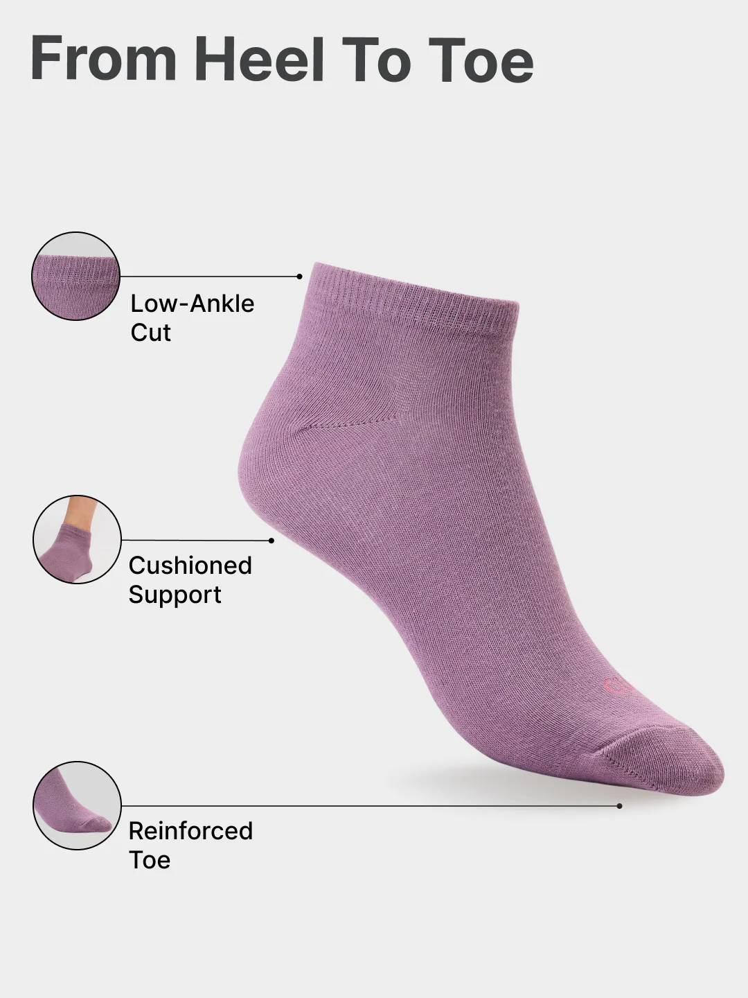 Casual Low Ankle Pack of 3 Pink,White & Wine Women's Cotton Socks - Image 5