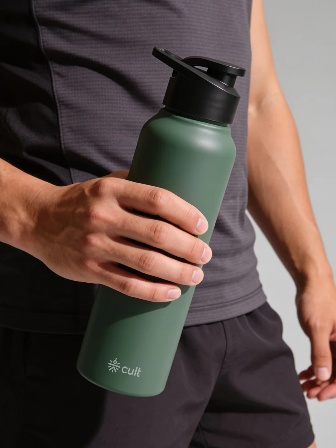 cult Steel Bottle 1Ltr With Sports Cap Green
