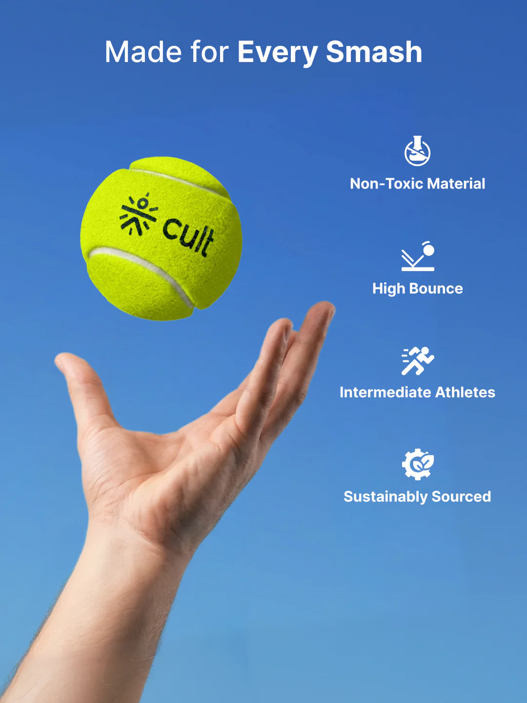 cult Tennis Ball Pack of 6 Green - Image 3