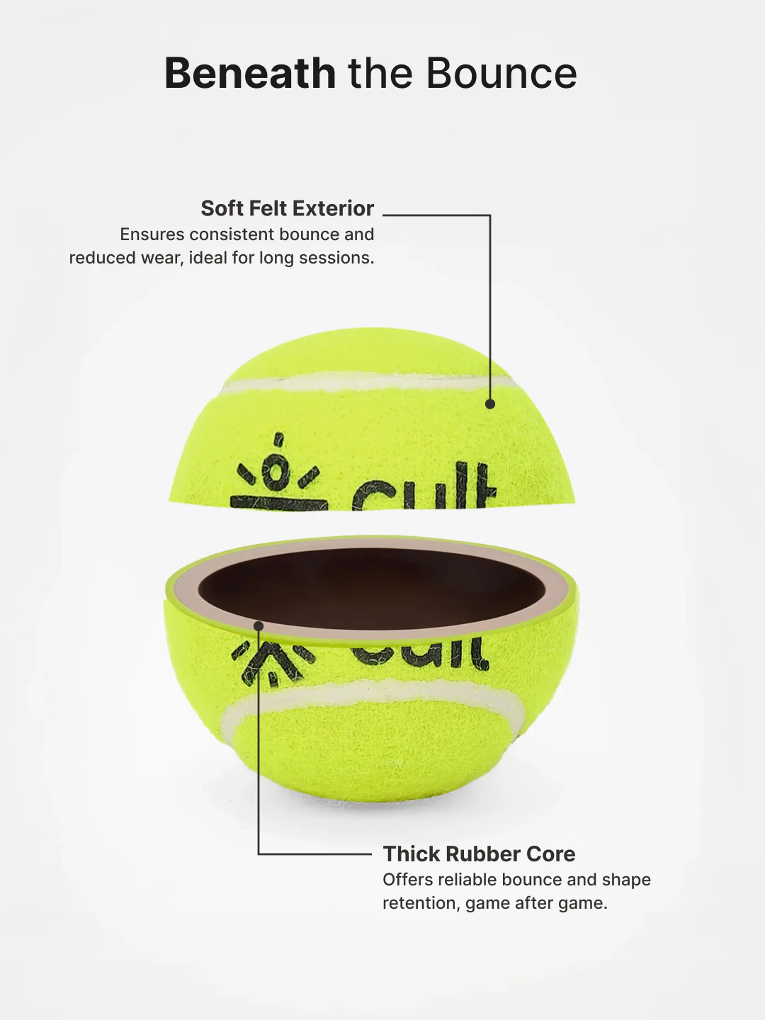 cult Tennis Ball Pack of 6 Green - Image 4