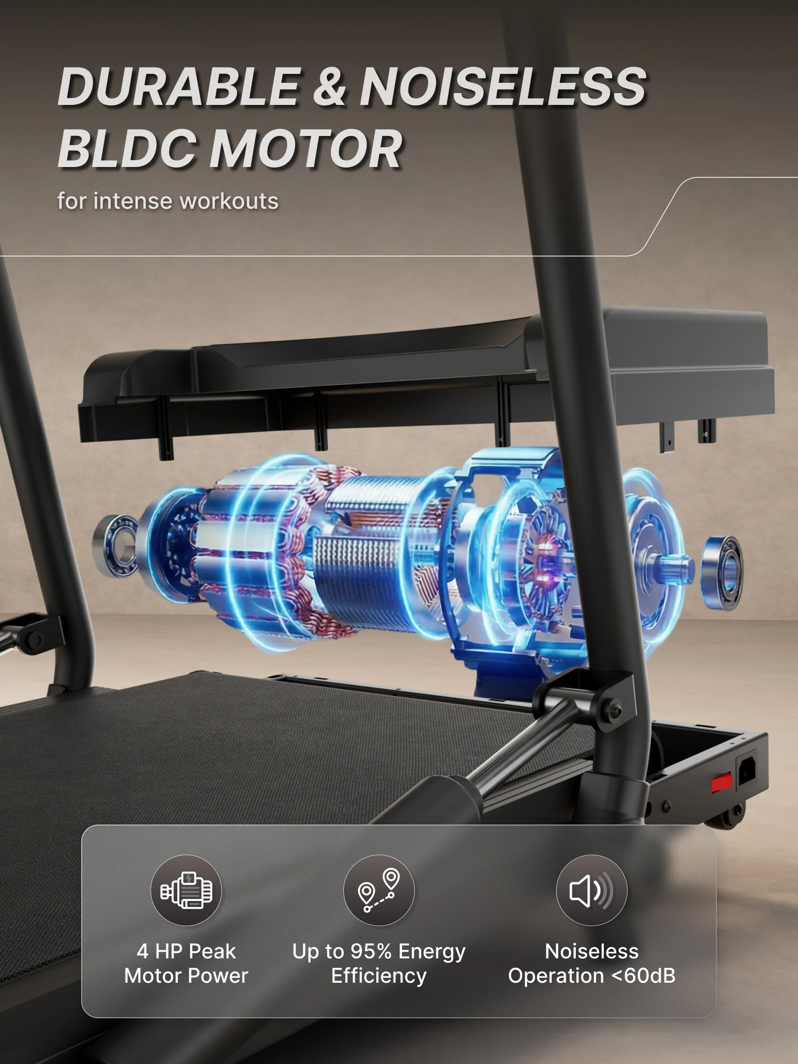 Cult Walking Pad with Trek Motion for Home | 4 HP BLDC Motor | 2-Level Manual Incline | LED Display | 130 kg Weight Capacity | Foldable & Portable - Image 4