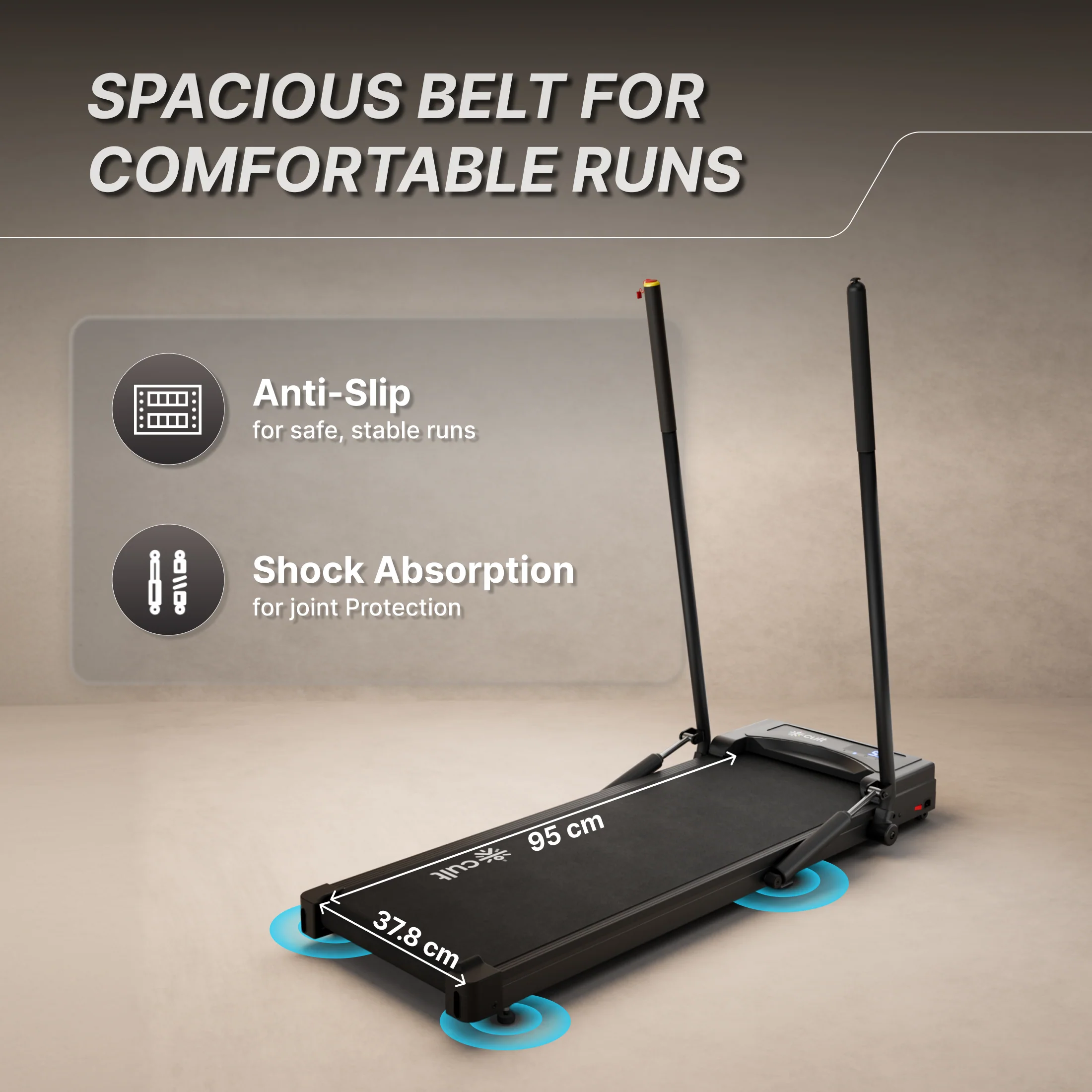 Cult Walking Pad with Trek Motion for Home | 4 HP BLDC Motor | 2-Level Manual Incline | LED Display | 130 kg Weight Capacity | Foldable & Portable - Image 6