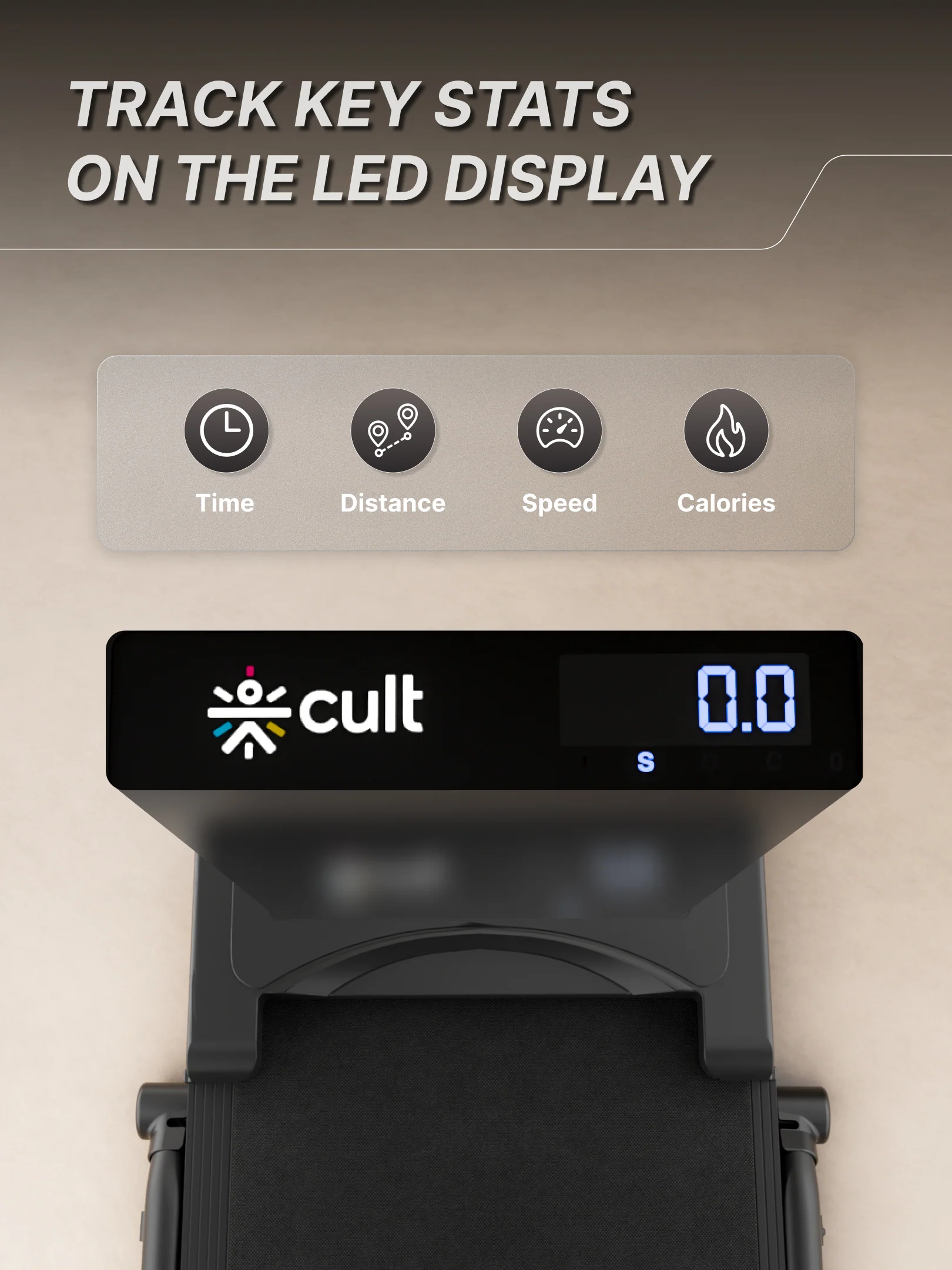 Cult Walking Pad with Trek Motion for Home | 4 HP BLDC Motor | 2-Level Manual Incline | LED Display | 130 kg Weight Capacity | Foldable & Portable - Image 7