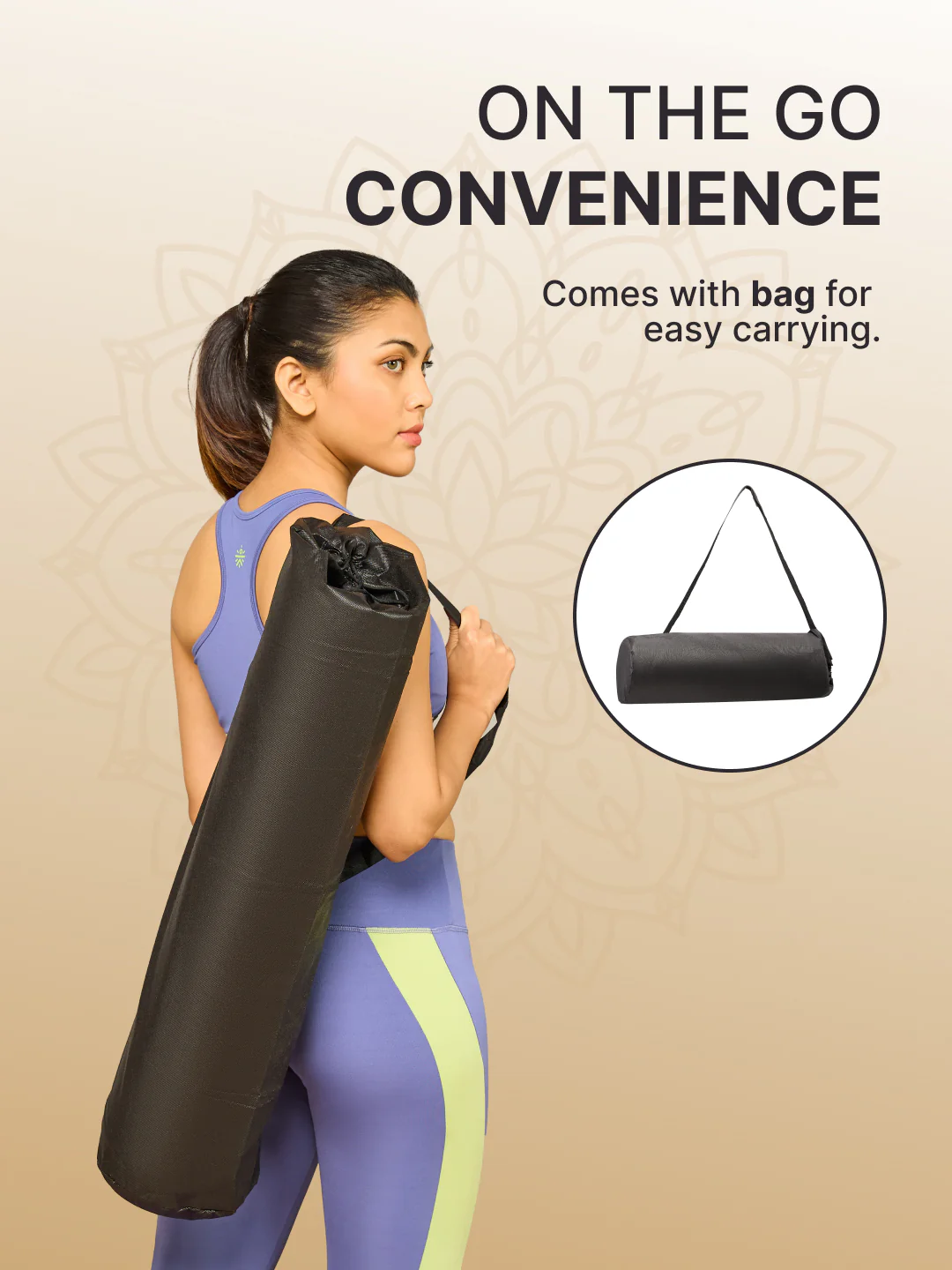 Cult Yoga Essentials Combo Black (6mm TPE Mat + Pair of Knee Pad + Yoga Belt) - Image 11