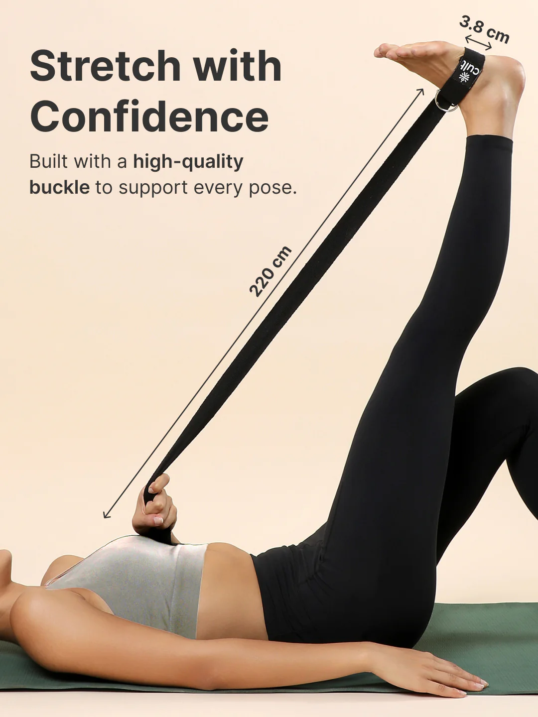 Cult Yoga Essentials Combo Black (6mm TPE Mat + Pair of Knee Pad + Yoga Belt) - Image 9