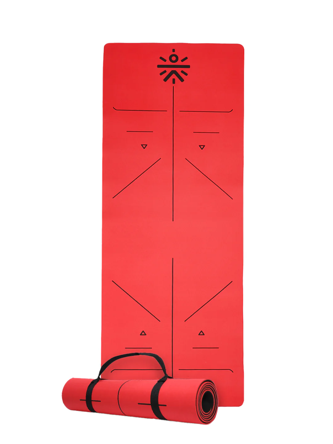 CULT Premium TPE Yoga Mat with Alignment Marks 6mm Thick Non-Slip Exercise & Pilates Mat for Men & Women, Eco-Friendly, Sweat-Resistant with Carry Strap - Red