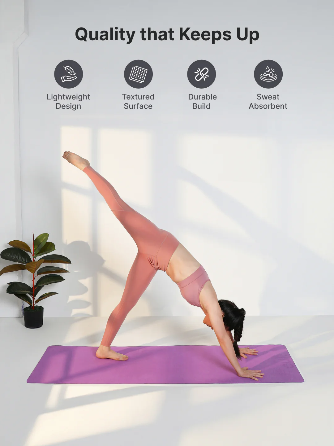 Cult Yoga Mat EVA 5mm with Carry Strap Non-Slip, Lightweight & Cushioned Exercise Mat Sweat-Resistant, Durable & Eco-Friendly for Yoga, Pilates, Stretching, Meditation & Home Gym Purple - Image 4