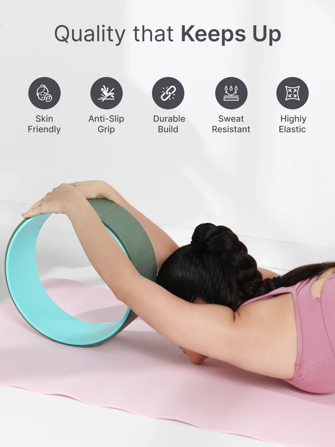 cult Yoga Wheel for Stretching and Balance Green - Image 3