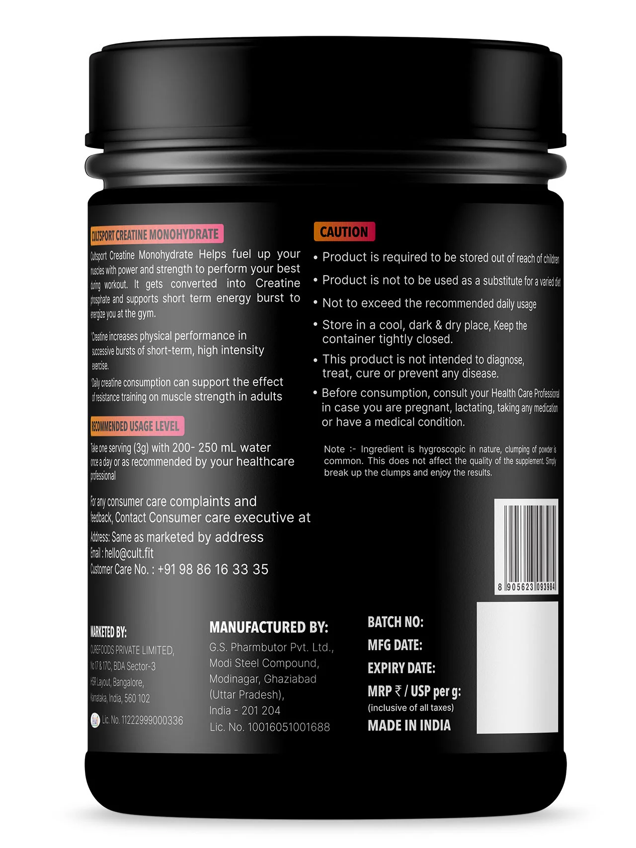 Cultsport Creatine Monohydrate 250 g | Micronised | 100% Vegetarian | Unflavoured | Dairy-Free | Gluten-Free - Image 3