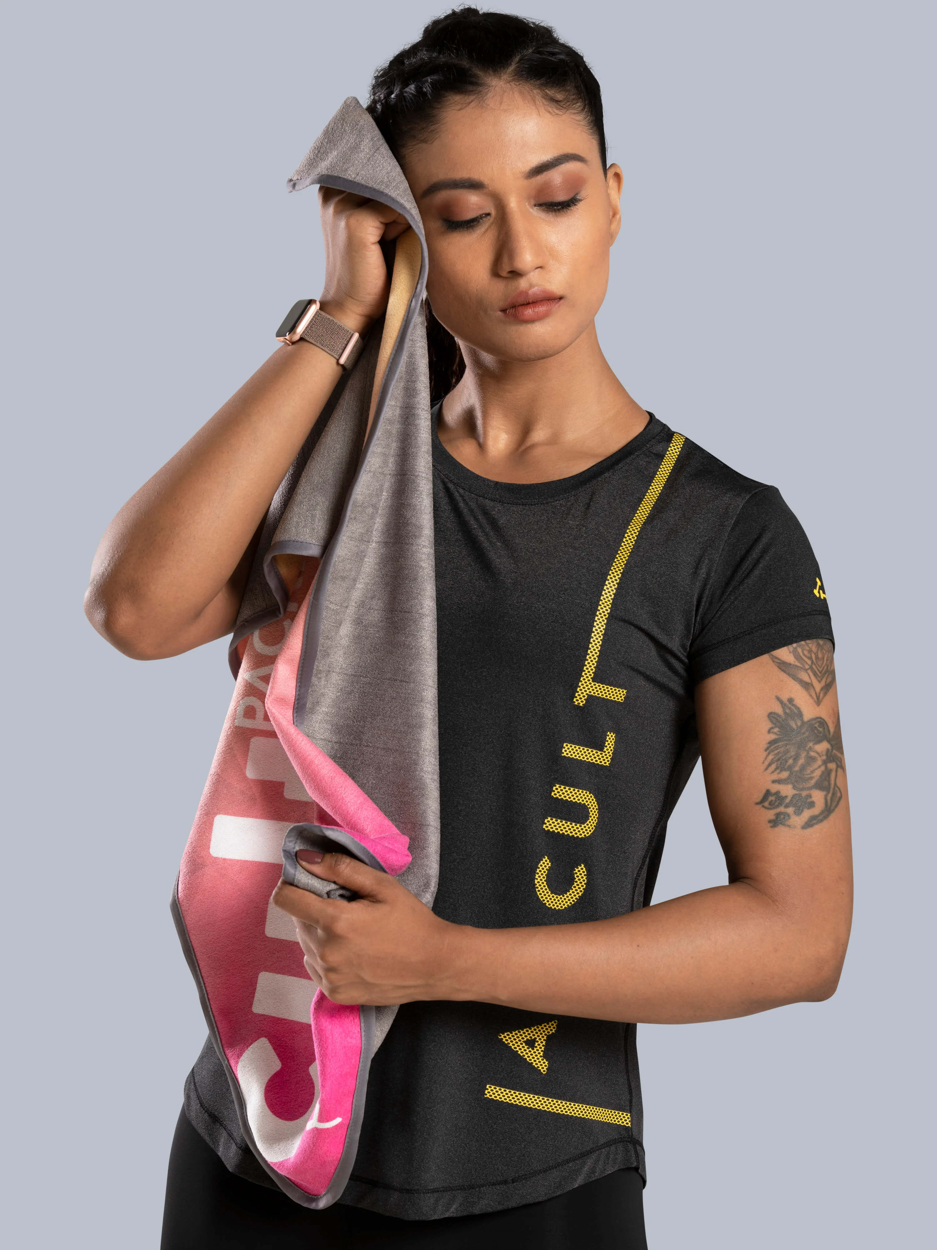 Packed With Guts Pink-yellow Gym Towel