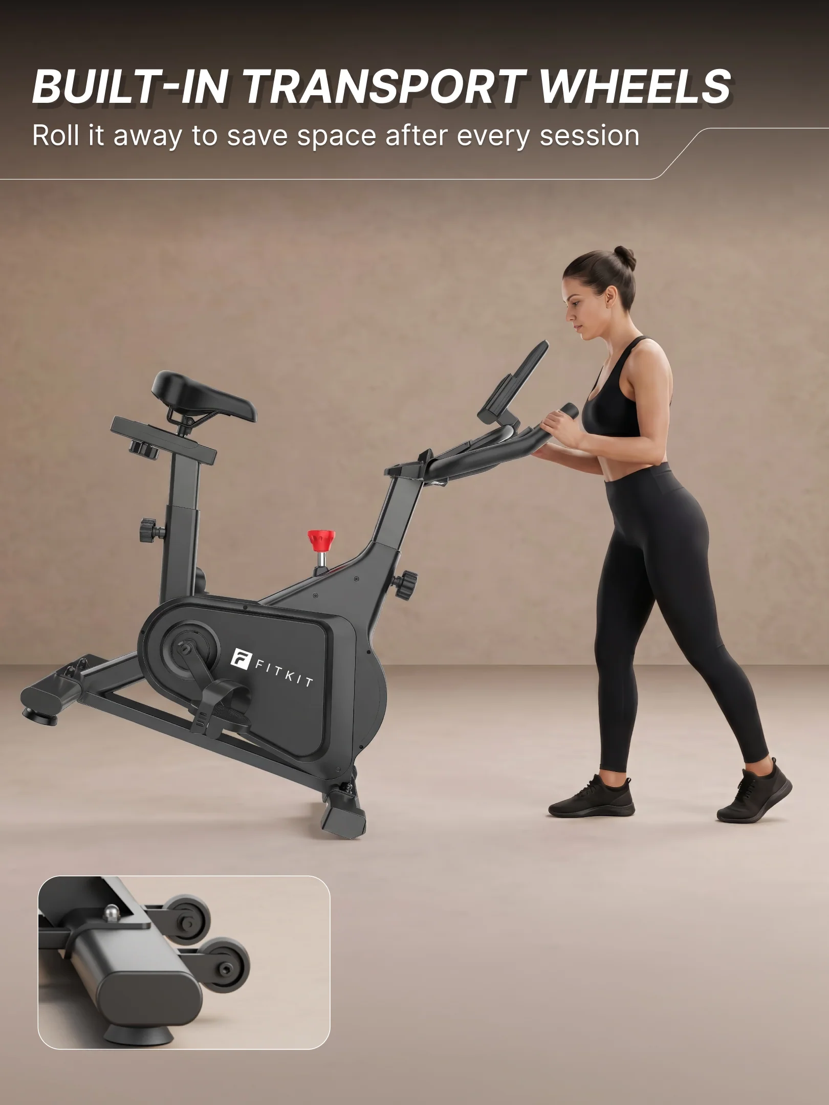 Fitkit by Cult FK8002 Spin Bike with 4 Kg Flywheel, LCD display, Adjustable Brake Pad Resistance with Belt Drive System for Fitness at Home Workouts | Max Weight : 140 kg (Black) - Image 10